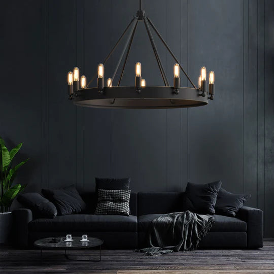 Wagon wheel hot sale chandelier living room