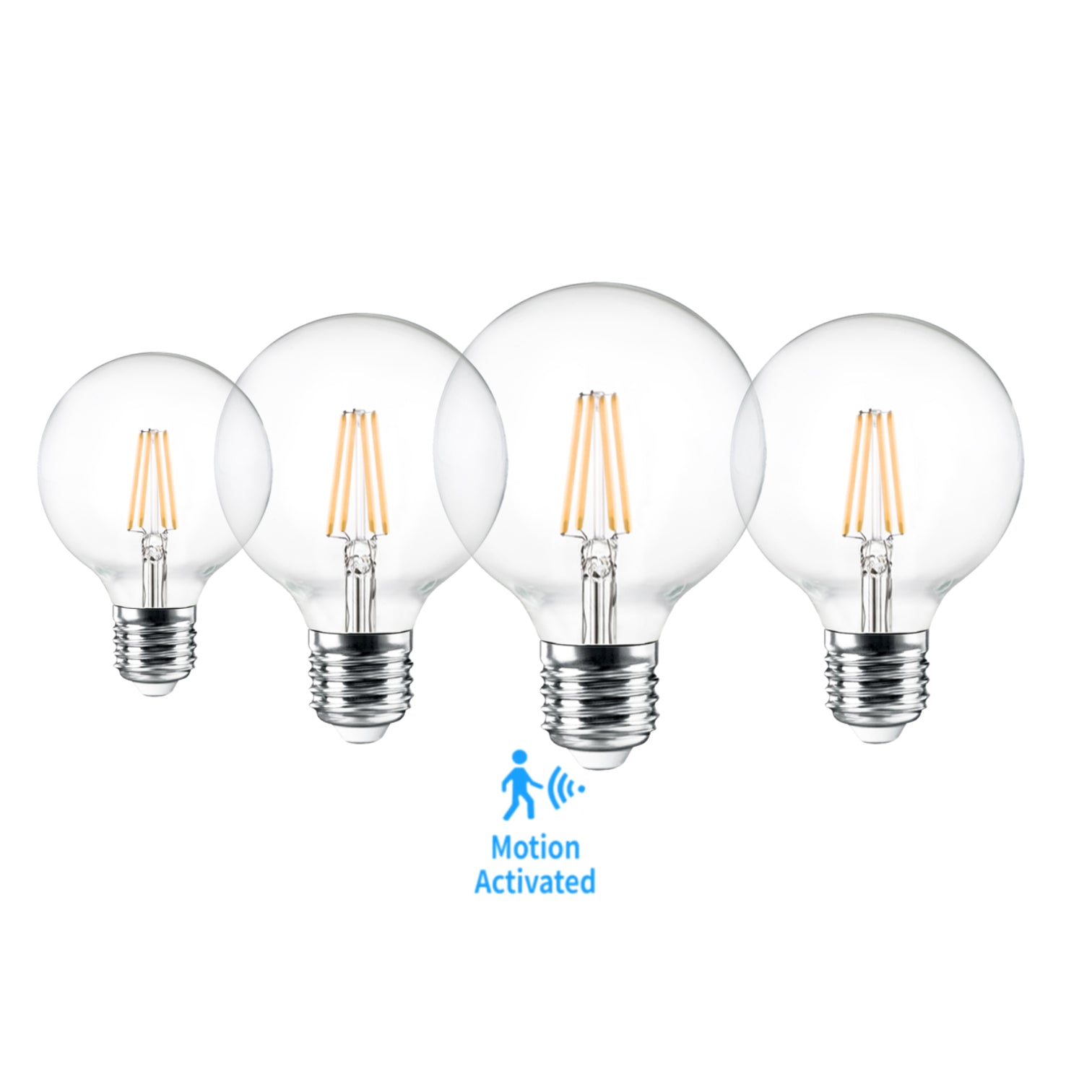 4PACK Motion Sensor LED G95 Filament Bulb 5W Equivalent 60W 2700K Warmwhite No DIM - 7Pandas Australia