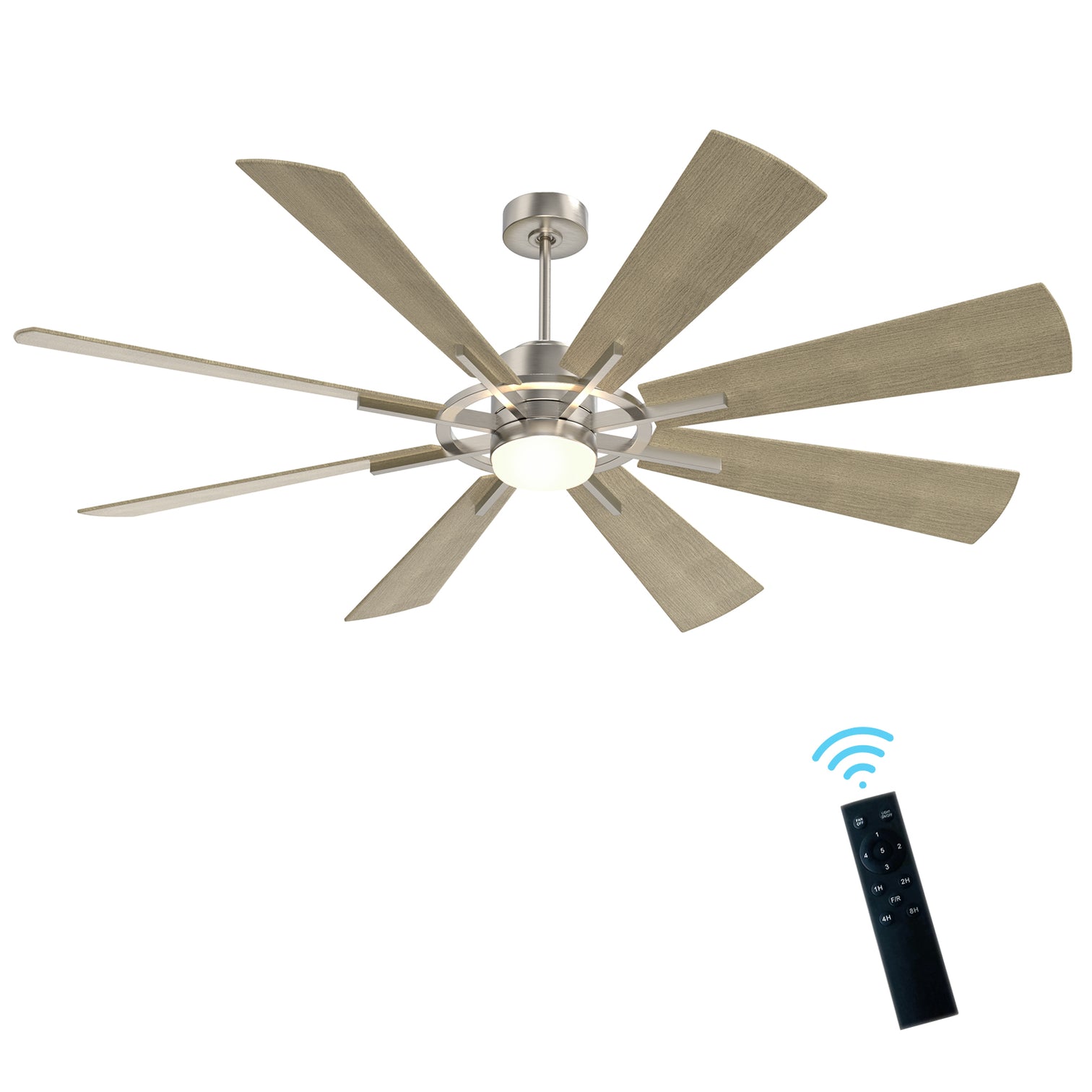 Auckland 60" 8 Blades Wood Hand-Painted with Remote Control and LED Light Kit Tri-Color - 7Pandas Australia