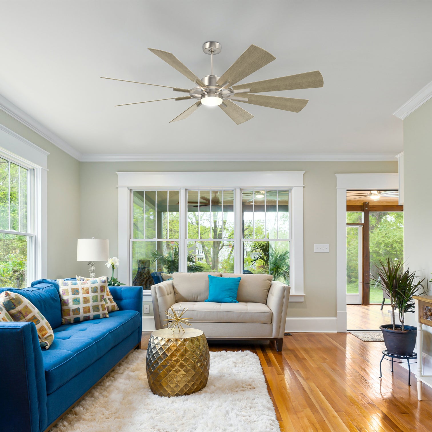 Auckland 60" 8 Blades Wood Hand-Painted with Remote Control and LED Light Kit Tri-Color - 7Pandas Australia