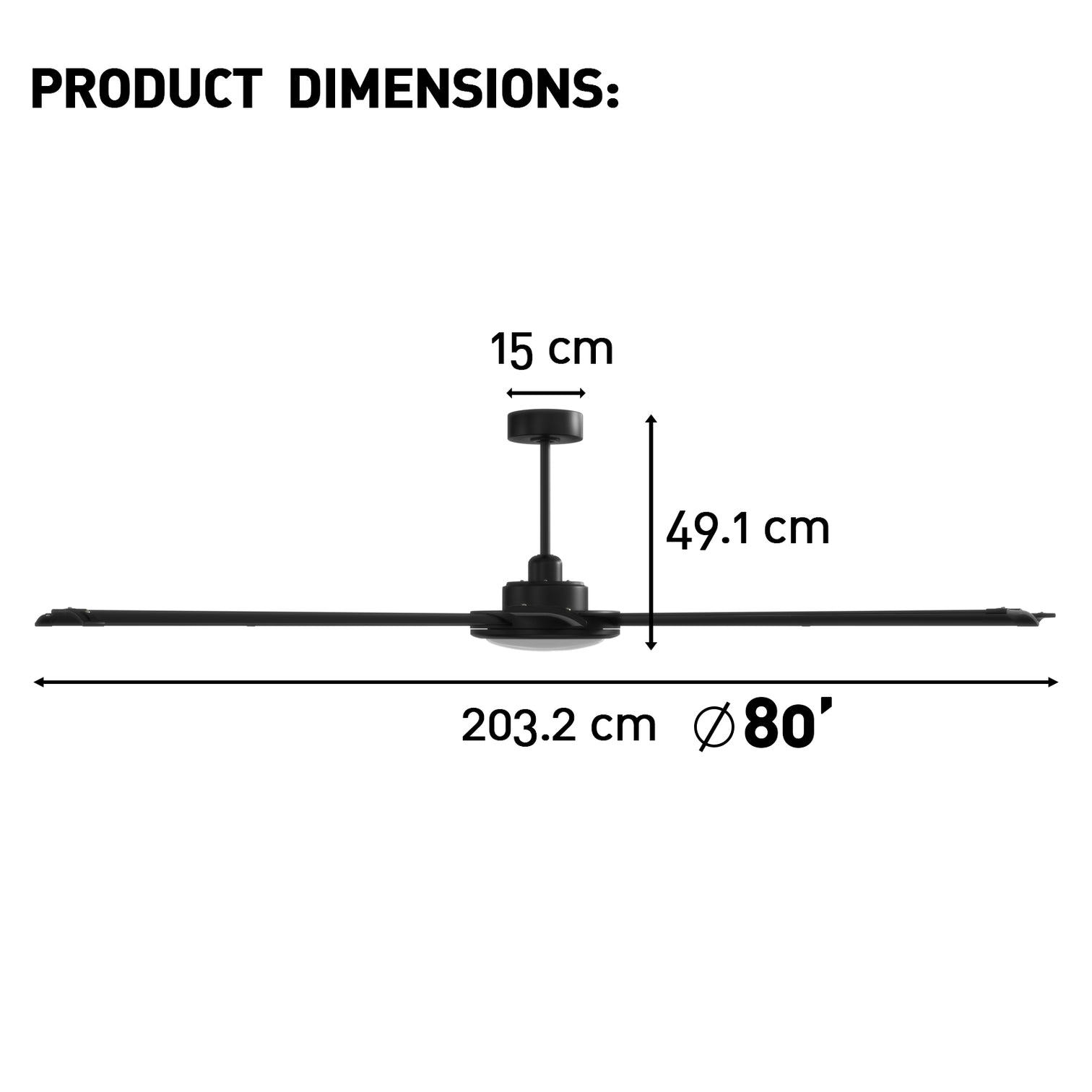 Eureka 80" 8 Blades Ceiling Fan with Remote Control and LED Light Kit Tri-Color Matt Black - 7Pandas Australia