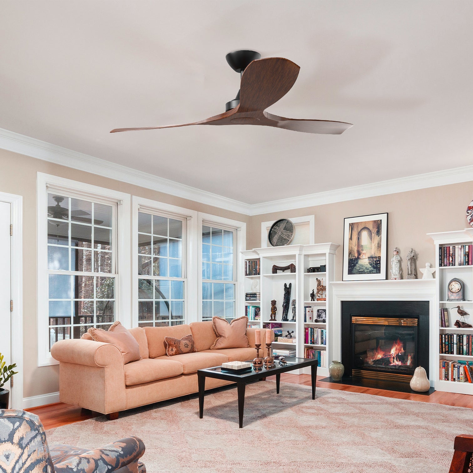 Monterey 52" Ceiling fan 3 ABS blades with Remote Control Walnut Hand-Print - 7Pandas Australia