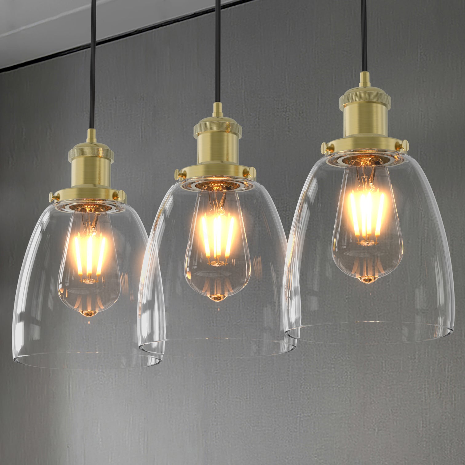 WINER Modern Glass Pendant Light Kitchen Island Dining Room E27 3PACK - 7Pandas Australia