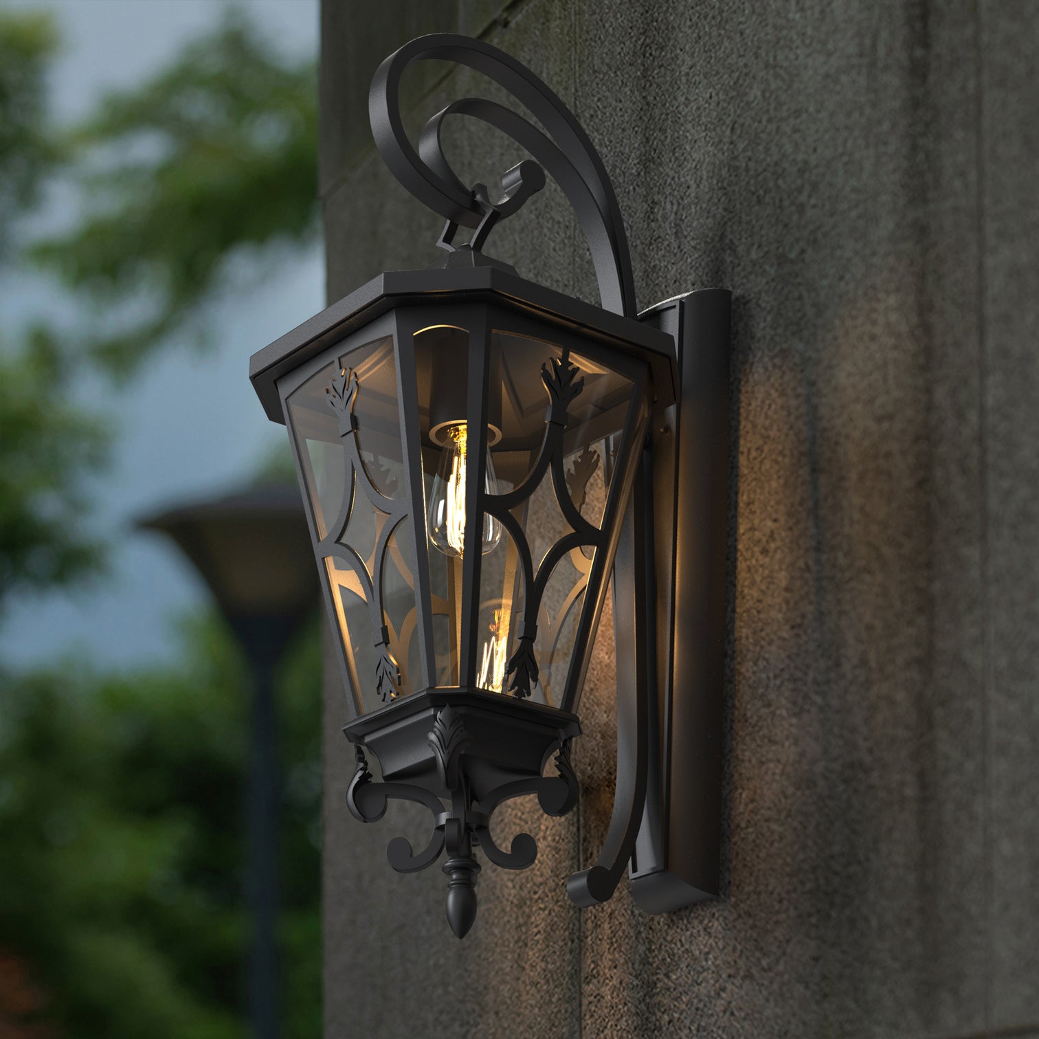 SOFIA Outdoor Lantern Exterior Lighting Fixture Matt Black IP44 Weather Proof - 7Pandas Australia