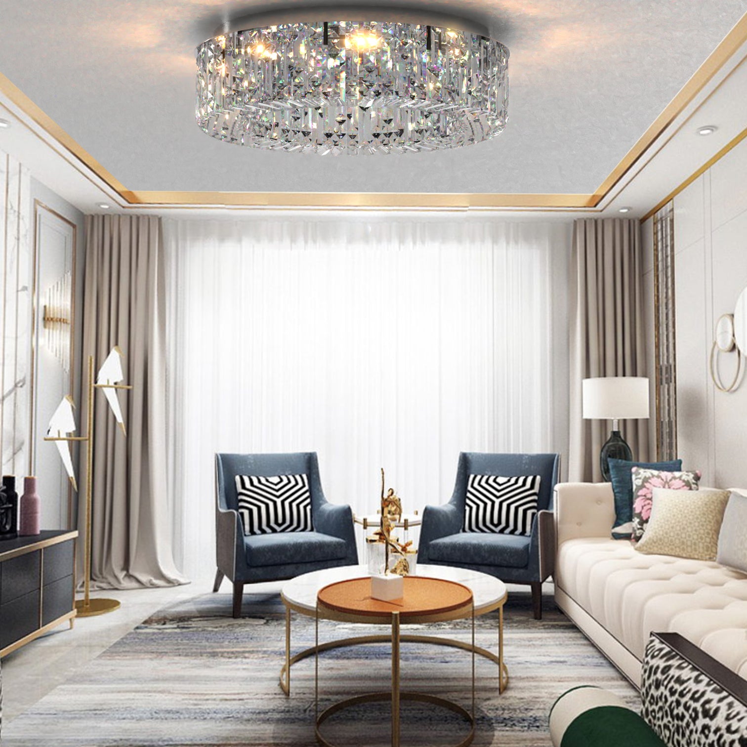 MANCHA Modern Flush Mount Round K9 Crystal Chandeliers E14 Lamp base - 7Pandas Australia