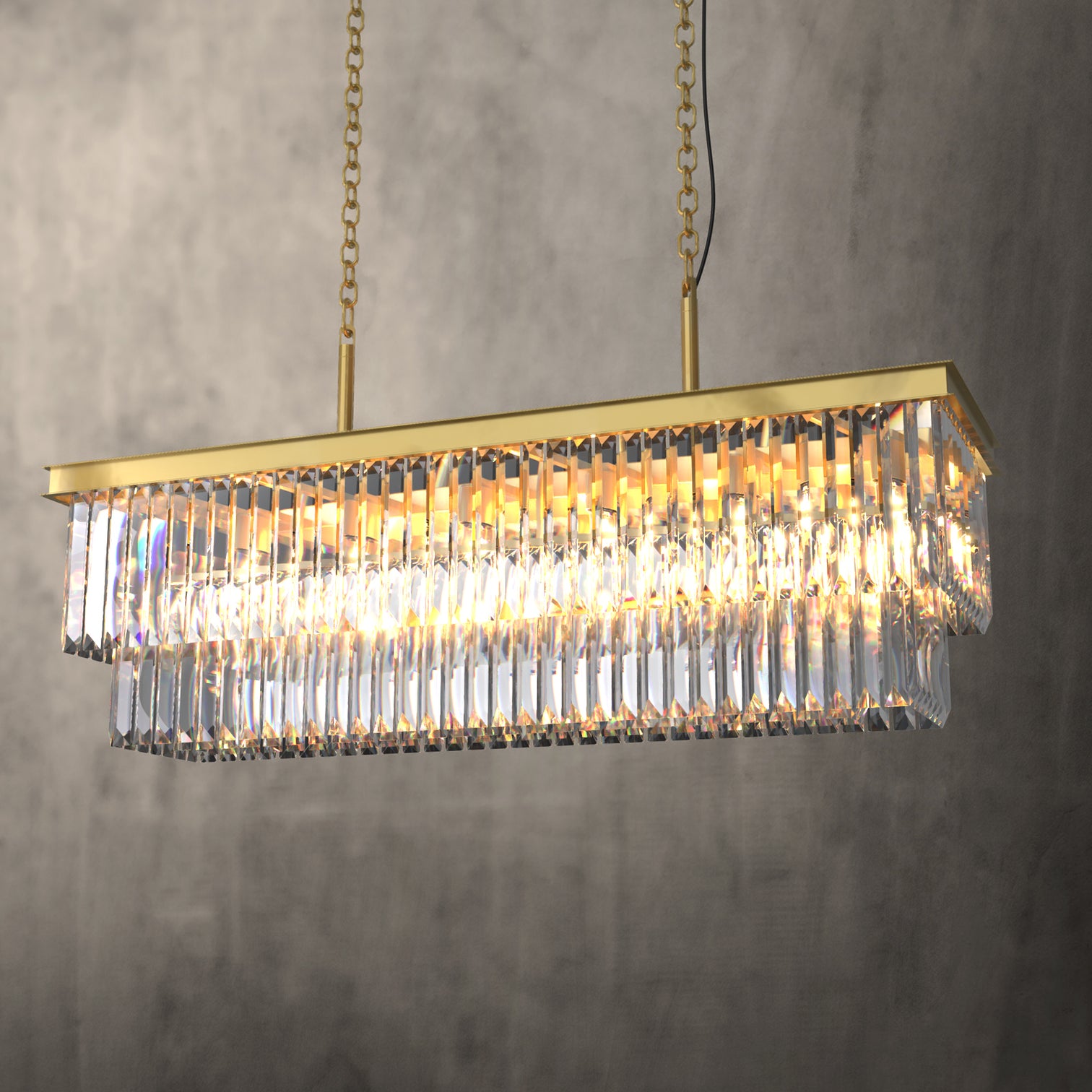 TERRANCE 16-Lights Modern Rectangle K9 Clear Crystal Chandeliers Kitchen Dining Room - 7Pandas Australia