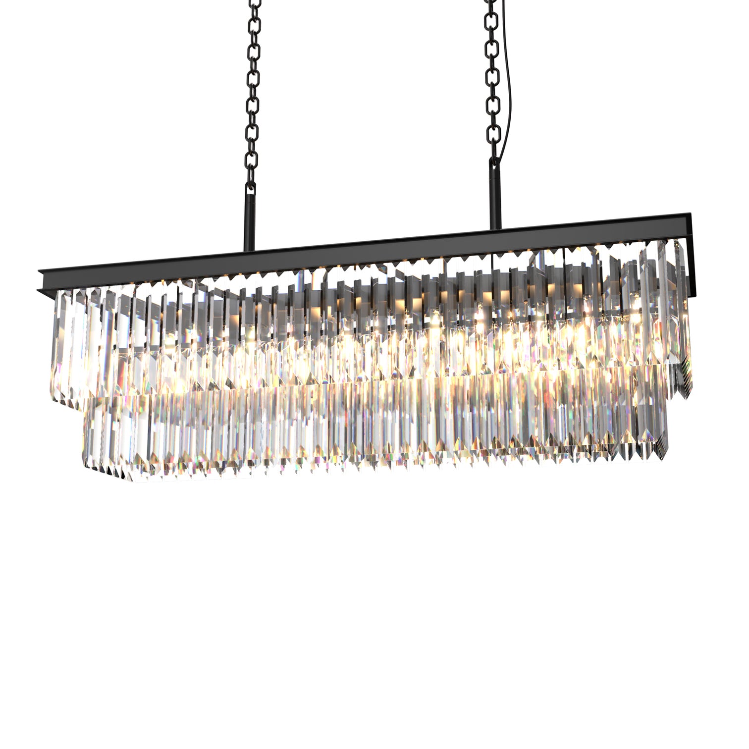 TERRANCE 16-Lights Modern Rectangle K9 Clear Crystal Chandeliers Kitchen Dining Room - 7Pandas Australia