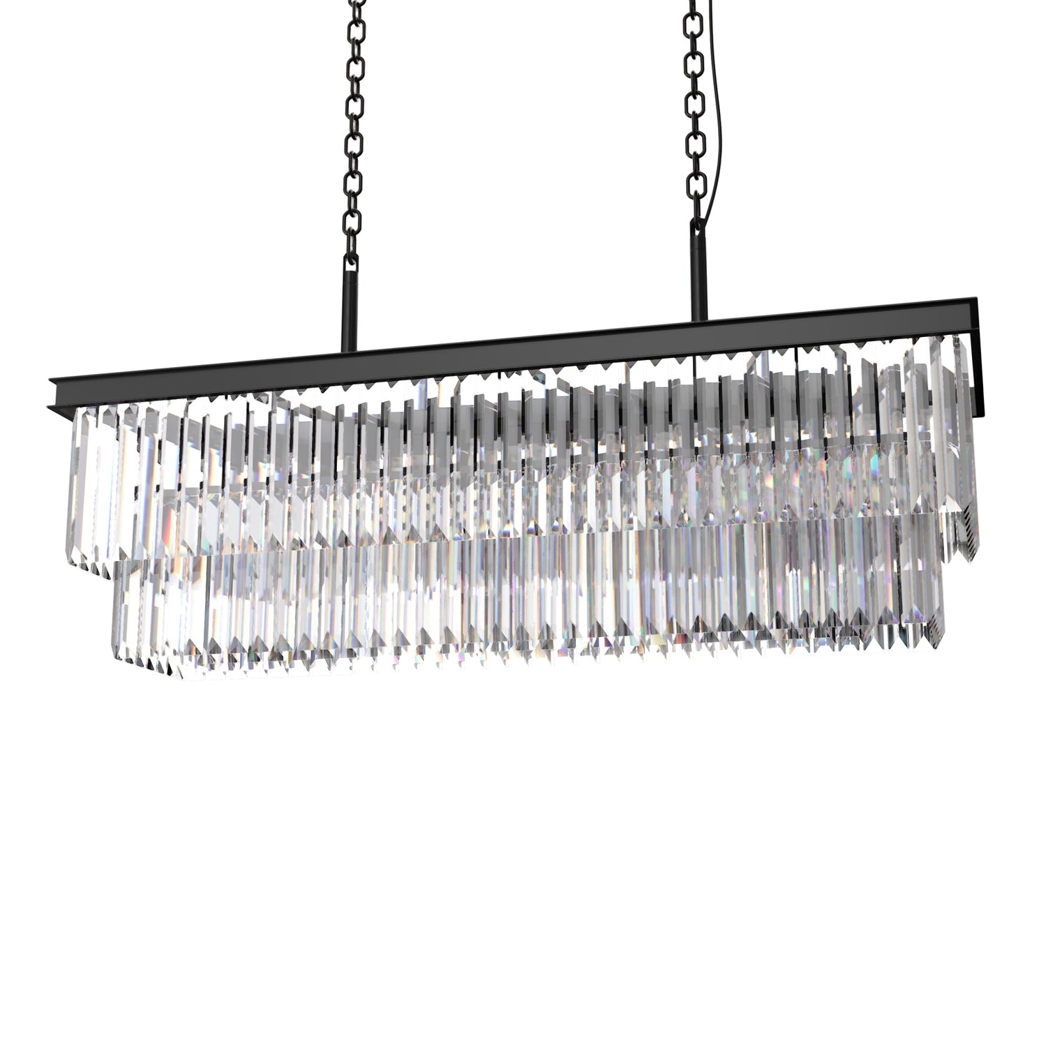 TERRANCE 16-Lights Modern Rectangle K9 Clear Crystal Chandeliers Kitchen Dining Room - 7Pandas Australia