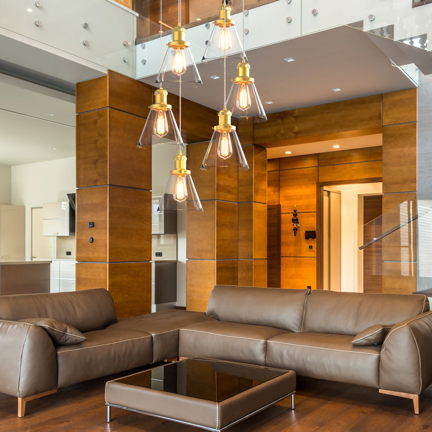 Peny 6-Lights Modern Style Glass Pendant Light Chandeliers Living Room - 7Pandas Australia