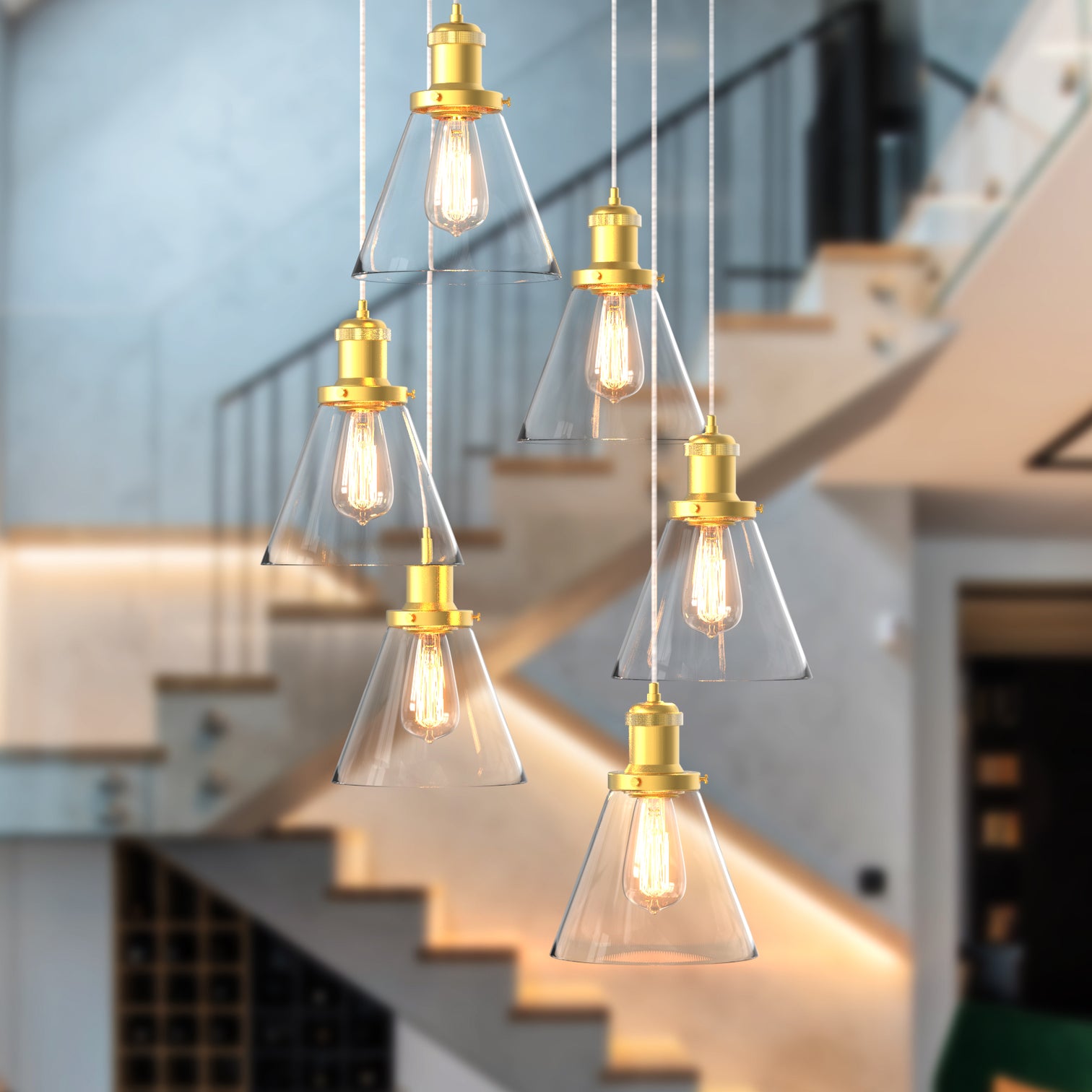 Peny 6-Lights Modern Style Glass Pendant Light Chandeliers Living Room - 7Pandas Australia