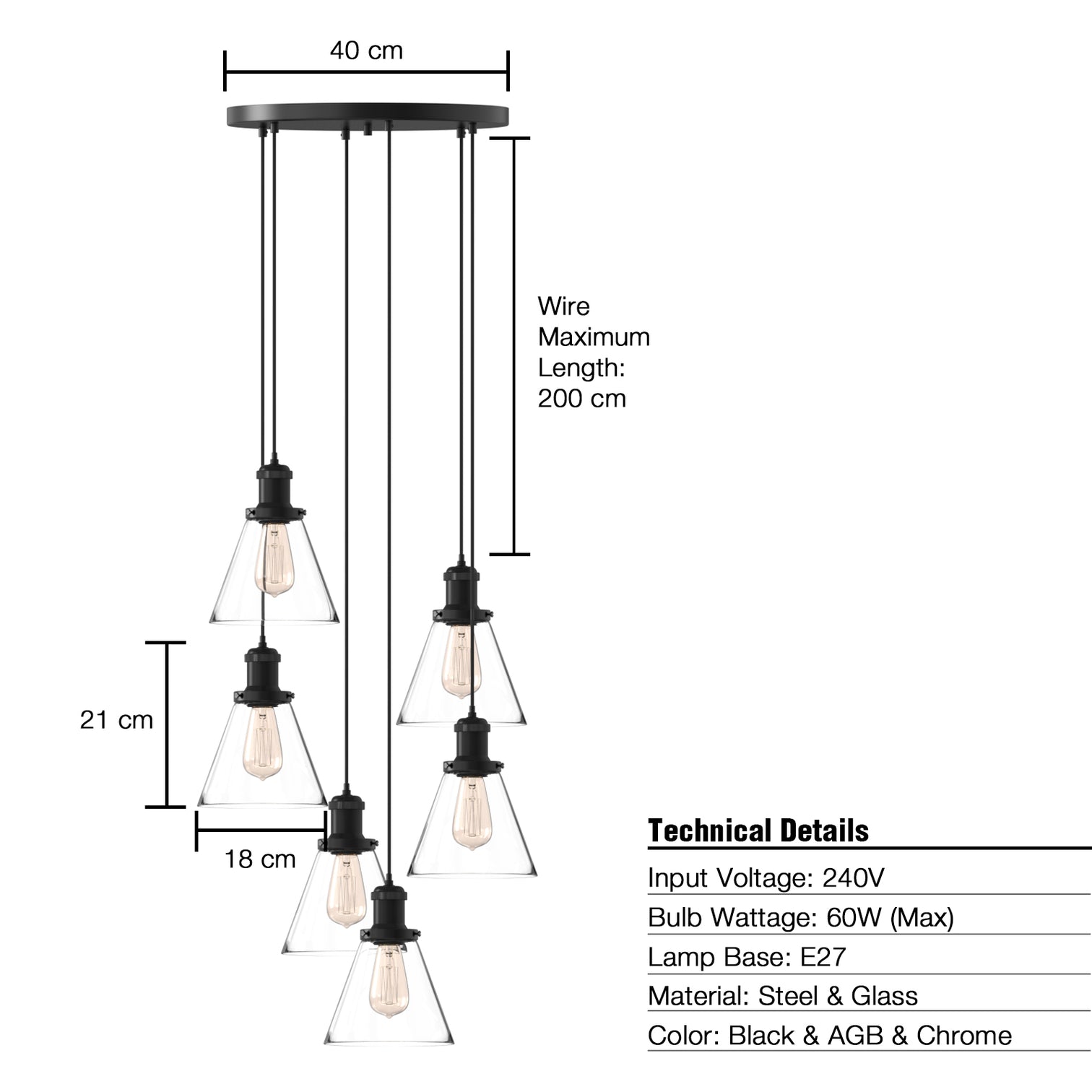 Peny 6-Lights Modern Style Glass Pendant Light Chandeliers Living Room - 7Pandas Australia