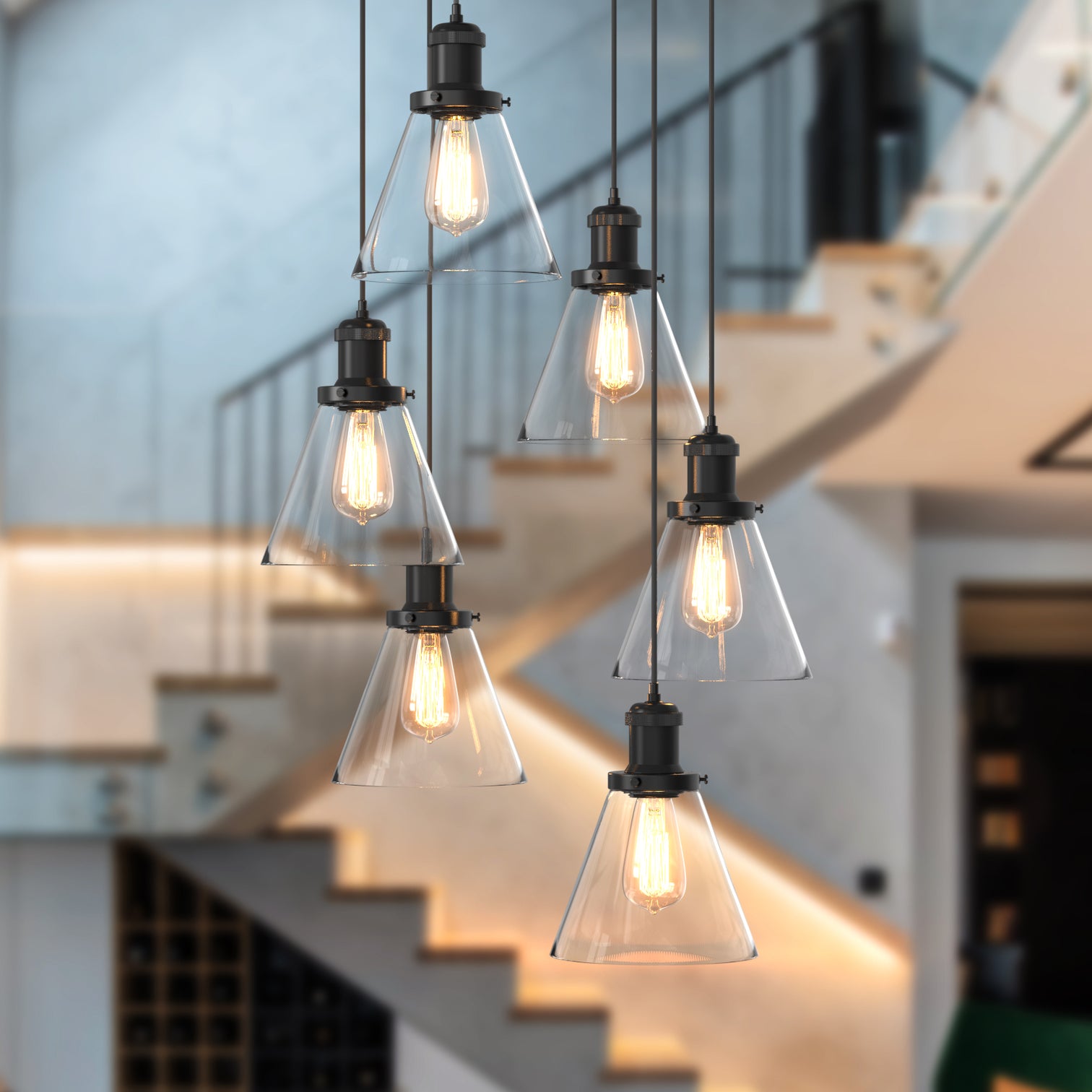 Peny 6-Lights Modern Style Glass Pendant Light Chandeliers Living Room - 7Pandas Australia