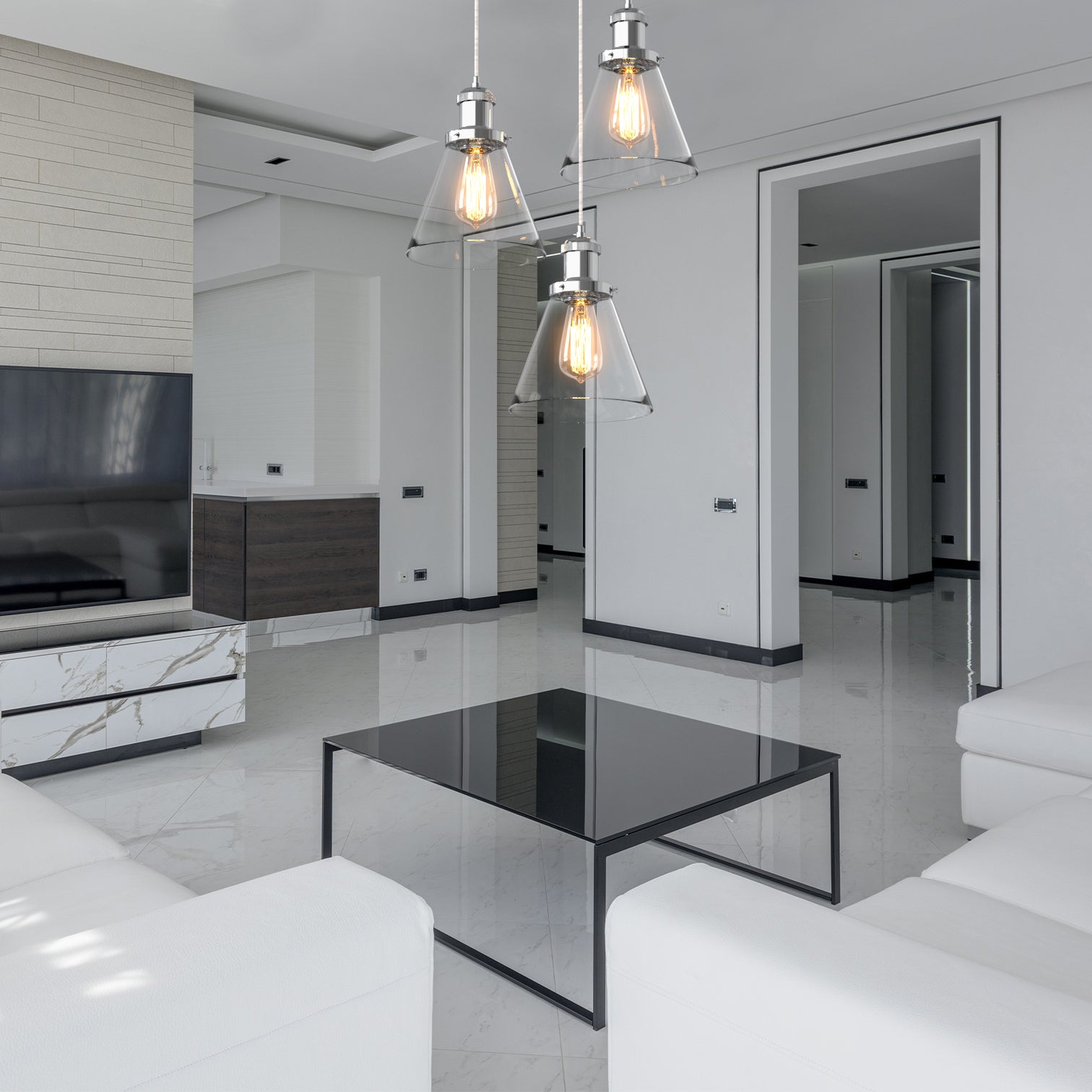 Peny 6-Lights Modern Style Glass Pendant Light Chandeliers Living Room - 7Pandas Australia