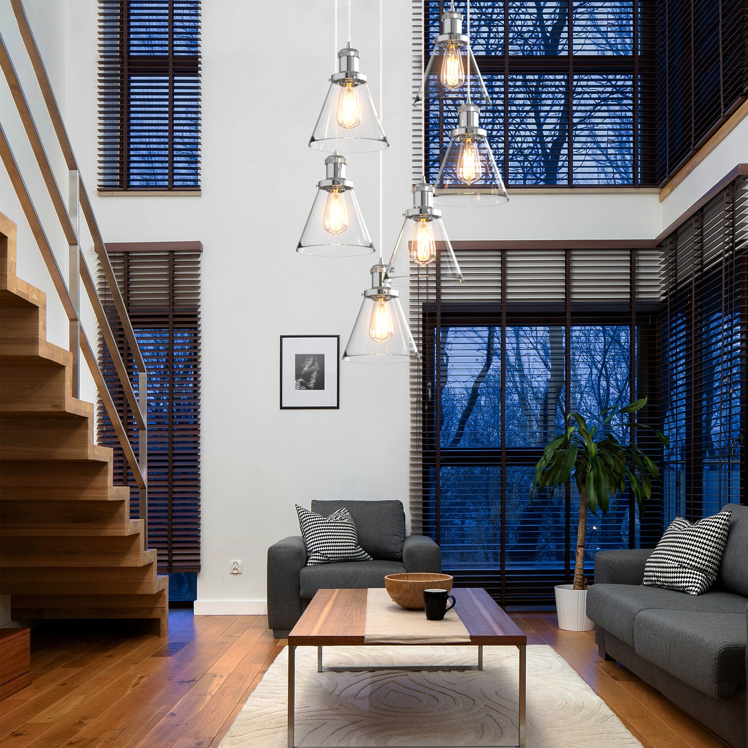 Peny 6-Lights Modern Style Glass Pendant Light Chandeliers Living Room - 7Pandas Australia