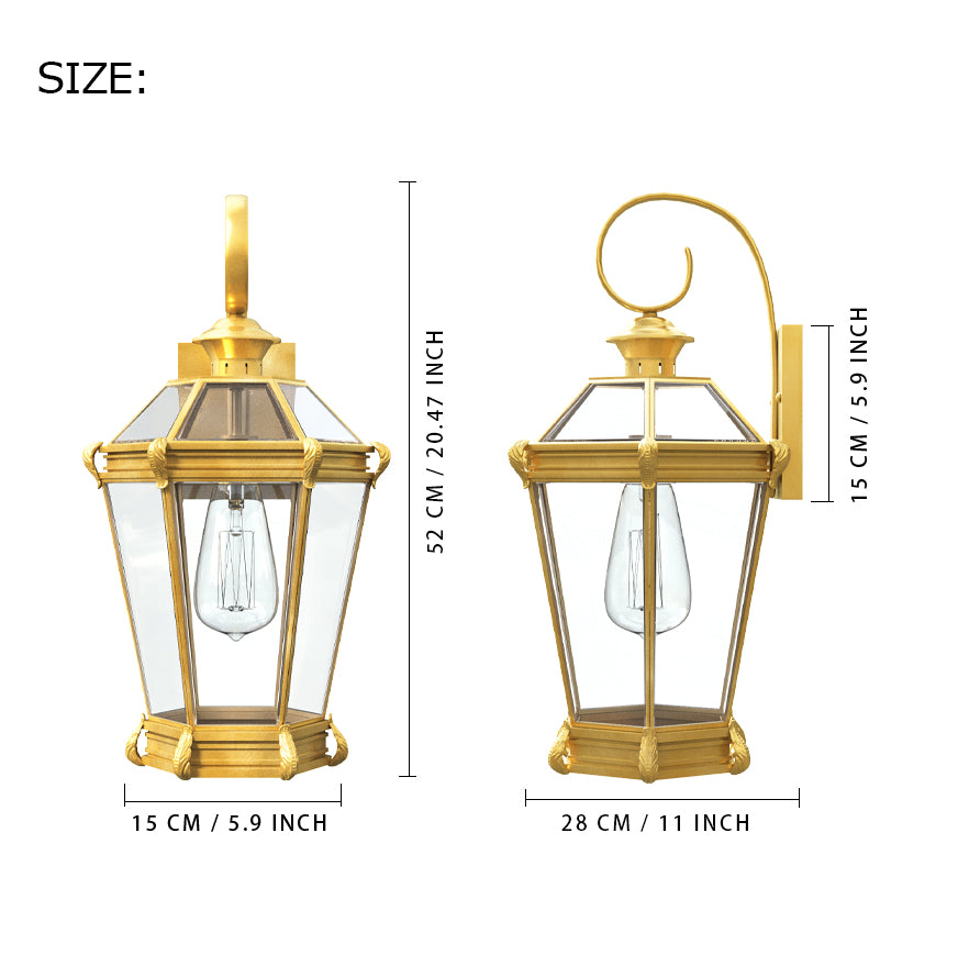 SARAH Solid Copper Outdoor Exterior Lighting Lantern Fixture IP44 Weather Proof - 7Pandas Australia