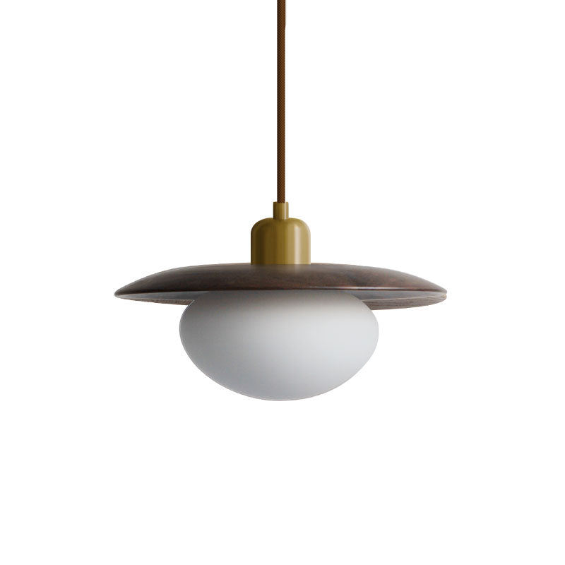 JORDAN Natural Wood Pendant Light with Opal Glass Shade Kitchen Island Dining Room E27 base - 7Pandas Australia