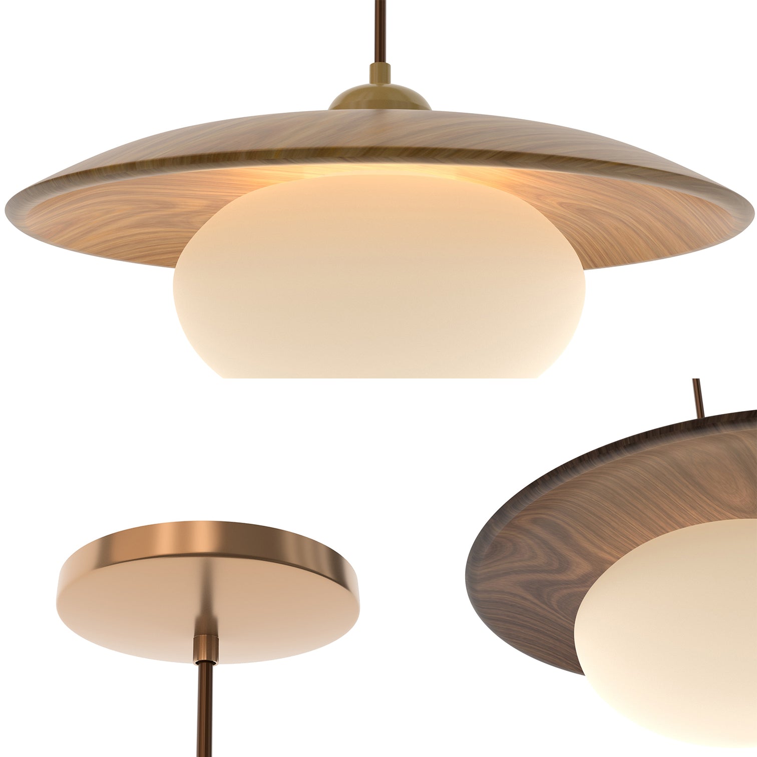 JORDAN Natural Wood Pendant Light with Opal Glass Shade Kitchen Island Dining Room E27 base - 7Pandas Australia