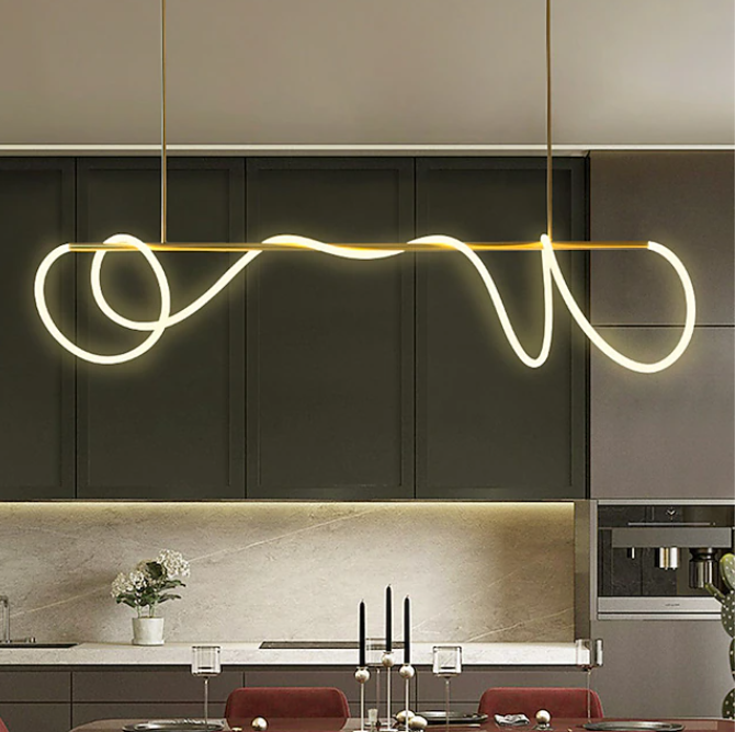 LUNA Contemporary Dimmable LED Strip Pendant Luxury Style Bar Dining Table CCT Remote Control - 7Pandas Australia