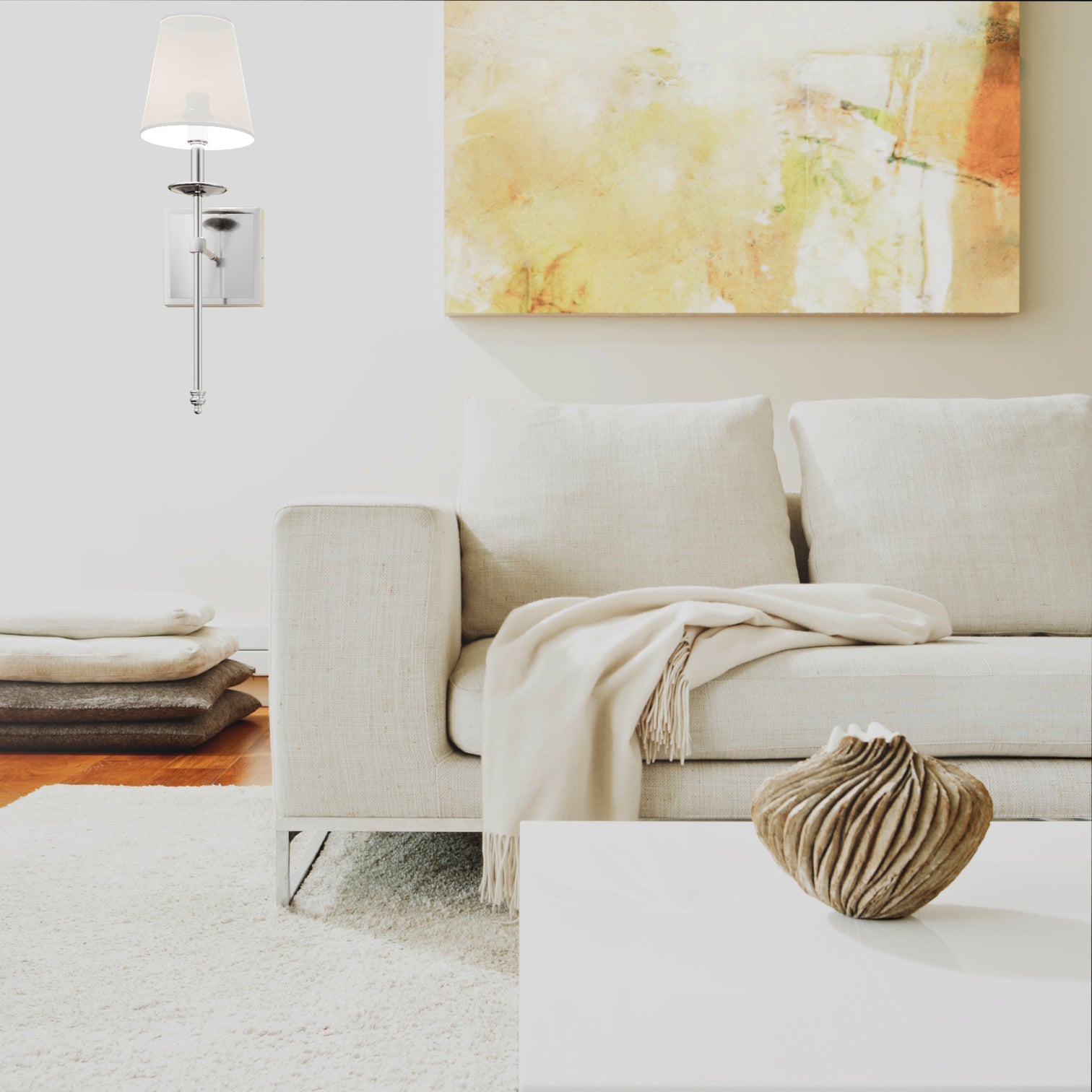 VIKKI Modern Interior Wall Light Aged Brass with White Fabric Shade E14 - 7Pandas Australia