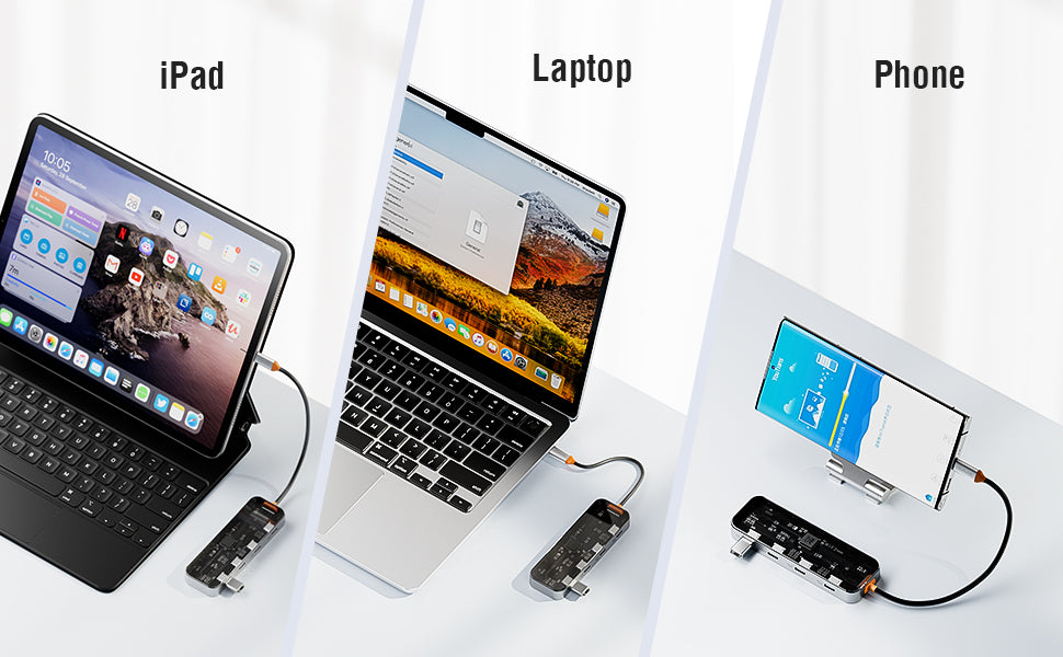 4 Ports USB C Hub,10Gbps USB C 3.2 Gen2 Splitter for Laptop, Transparent USB C Multiport Adapter - 7Pandas Australia