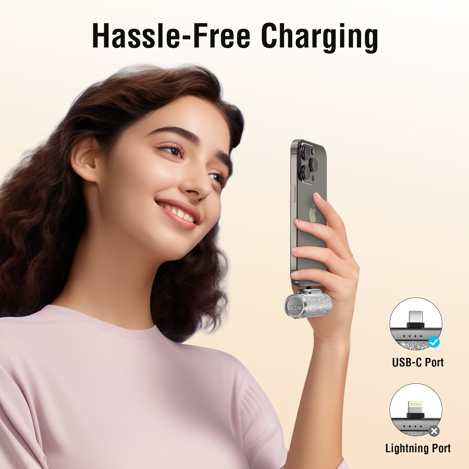 Mini Power Bank Finger Size 4500mAh USB-C Direct Plugin Black Silver Hassle-Free Charging - 7Pandas Australia