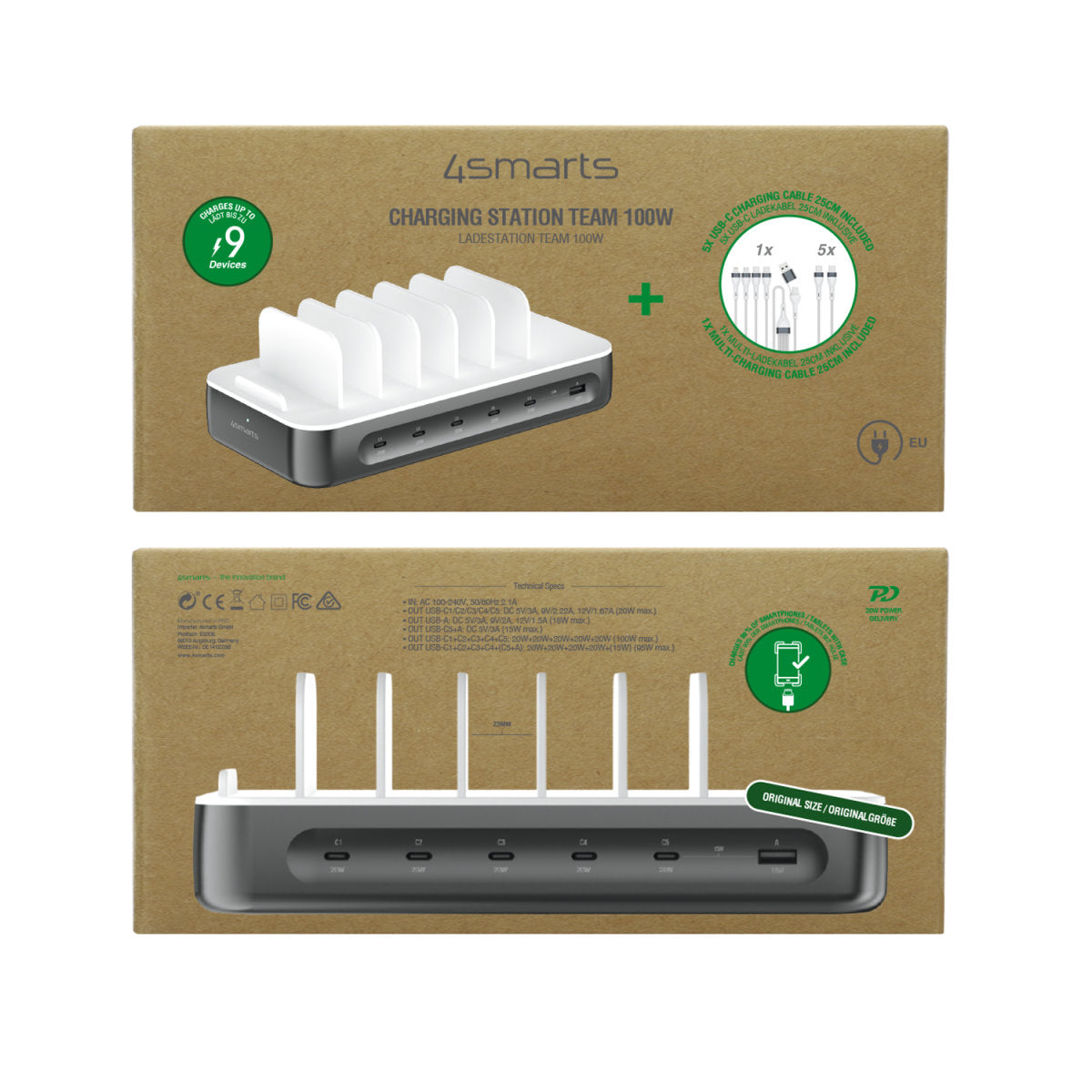 Charging station Team 100W 5C/1A incl. 6 cables space grey - 7Pandas Australia