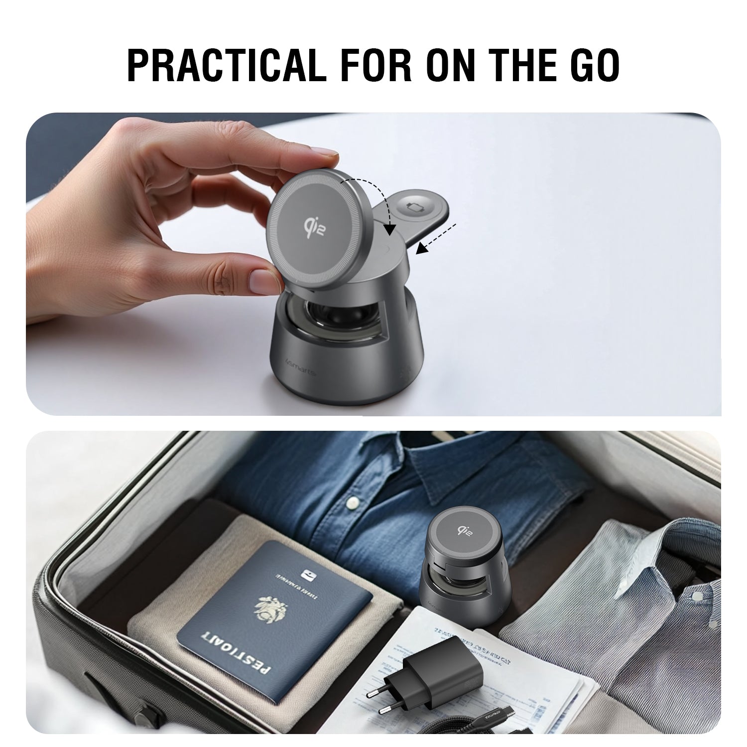 Qi2 Charging Station Aura Sound Black White - 7Pandas Australia