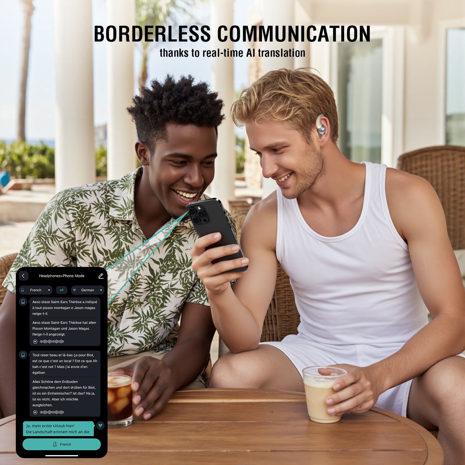 Open-Ear Bluetooth Headset SkyBuds AI Screen Black Beige - 7Pandas Australia