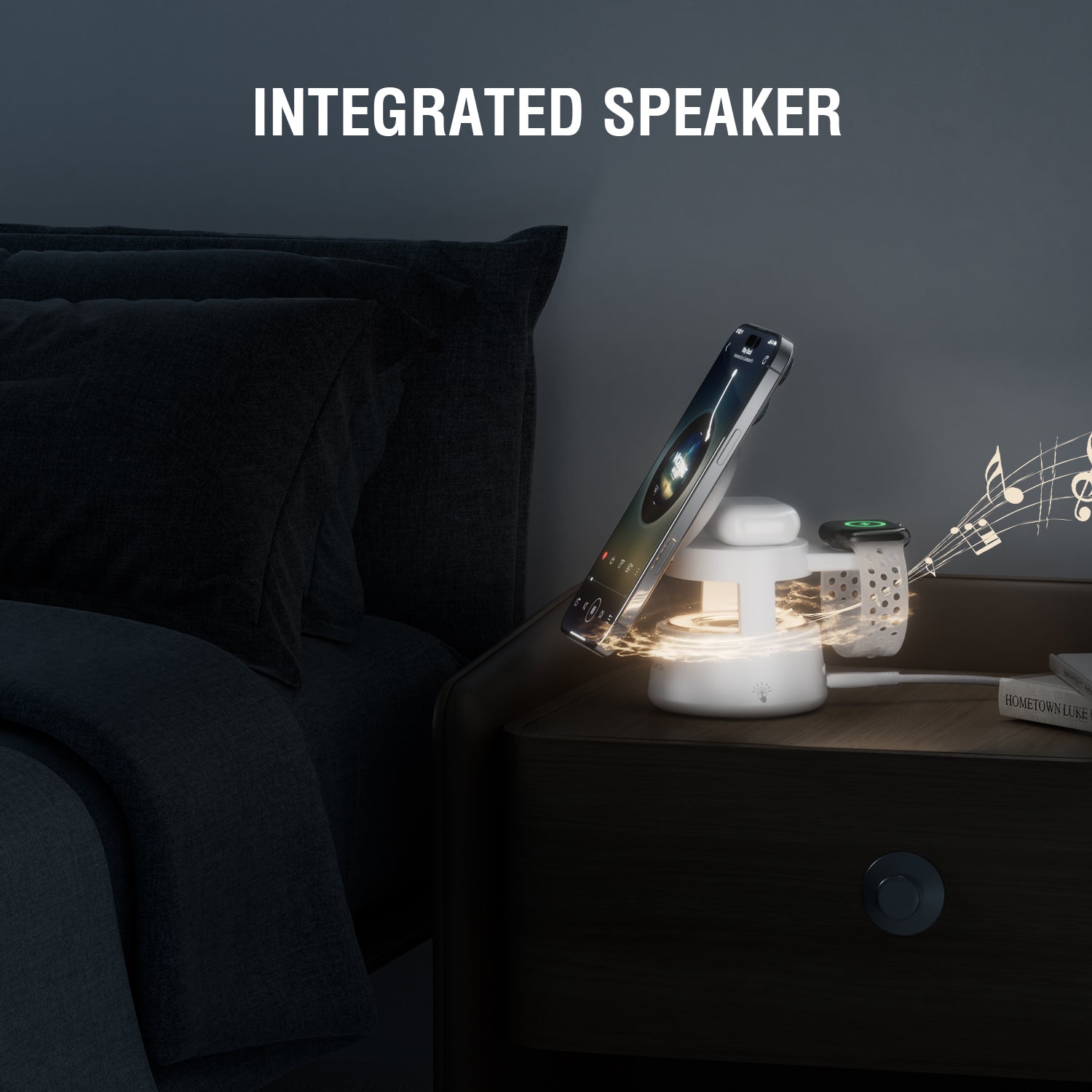 Qi2 Charging Station Aura Sound Black White - 7Pandas Australia