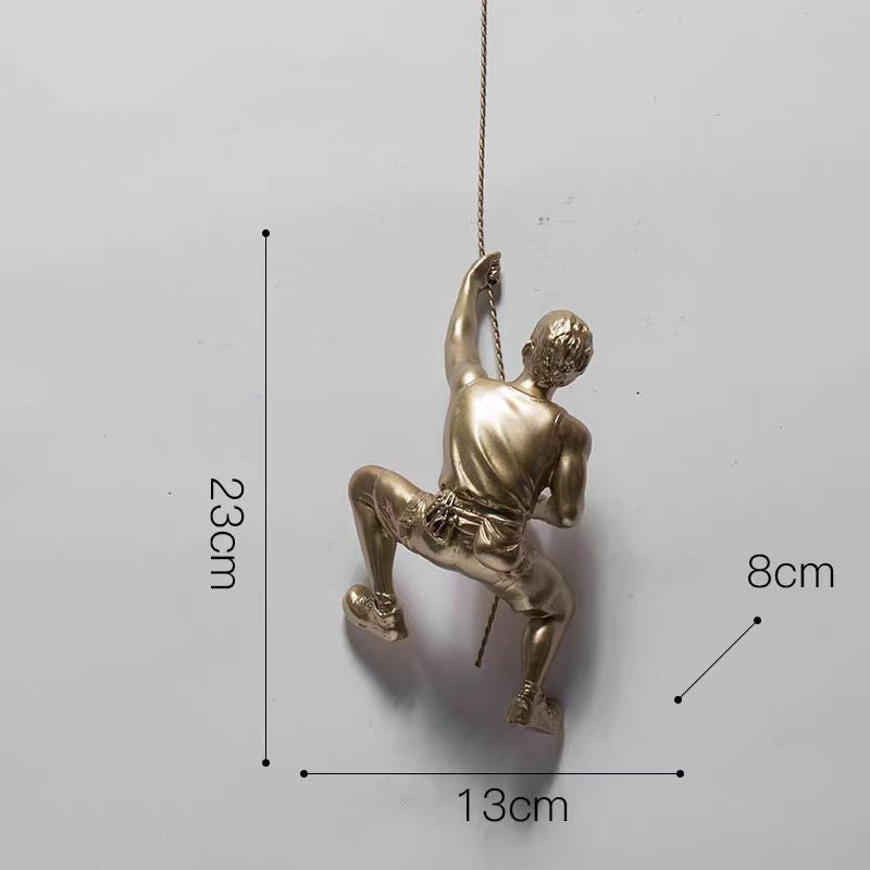 Rock Climbing Figure Sculpture Wall Status Gold Silver Resin - 7Pandas Australia