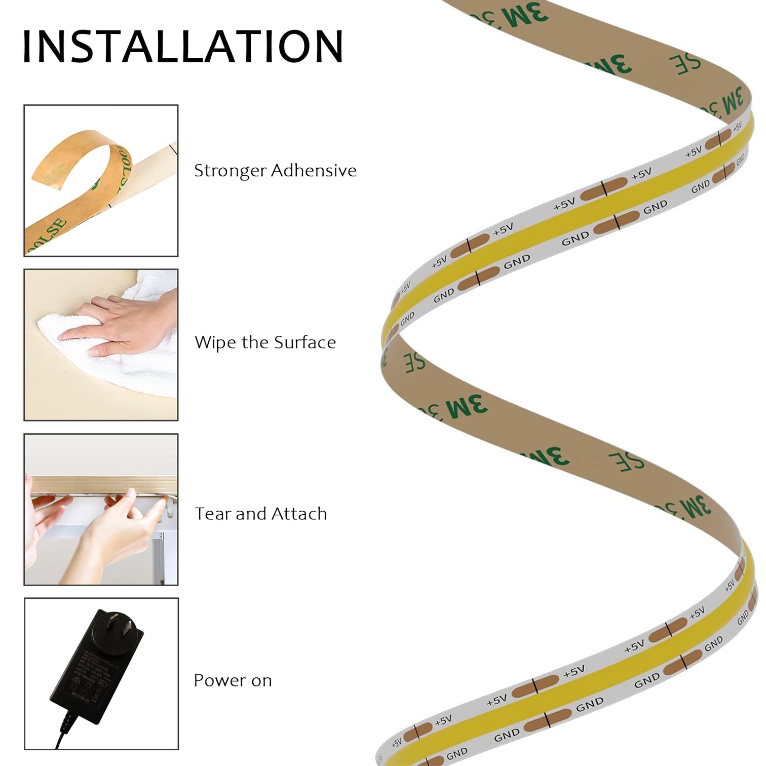 LED Strip 24V 36W 5M Dual Color COB Ultra Brightness 2700K to 6500K - 7Pandas Australia