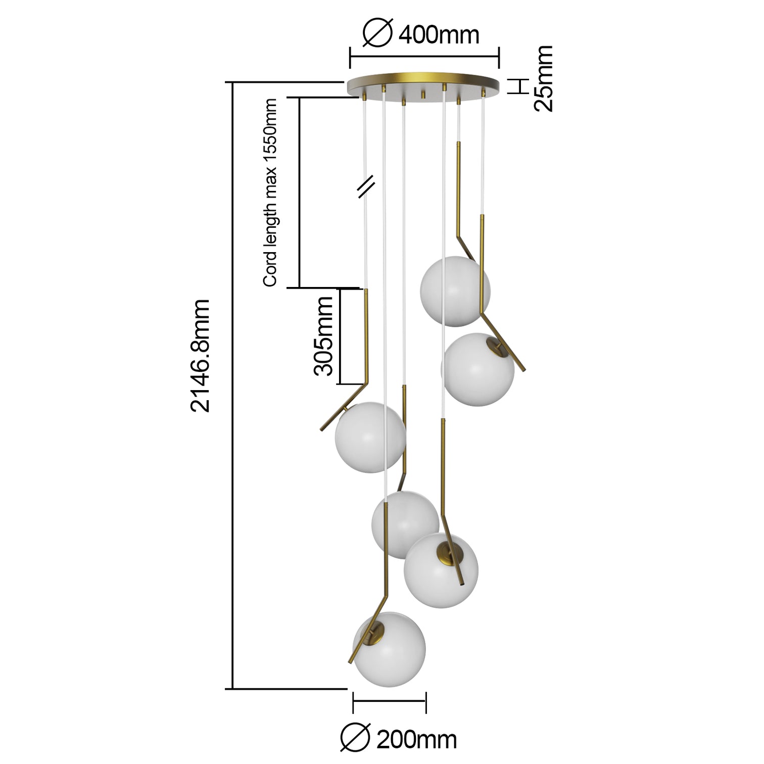 ROSEE Large Modern Chandelier Glass Ball Type Solid Copper E27 lamp base - 7Pandas Australia