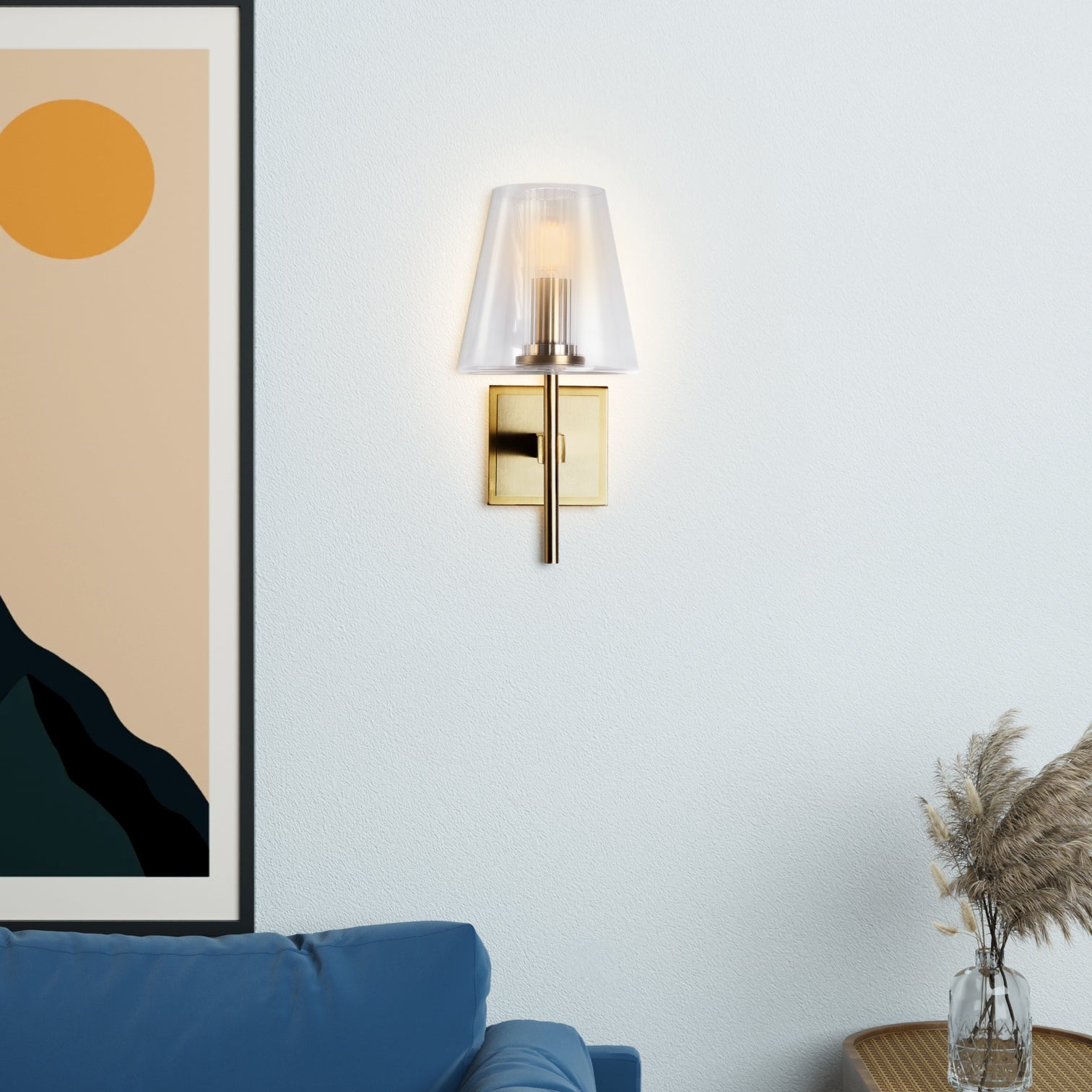 Canova Interior Modern Wall Light Crystal Glass Shade Aged Brass E14 - 7Pandas Australia