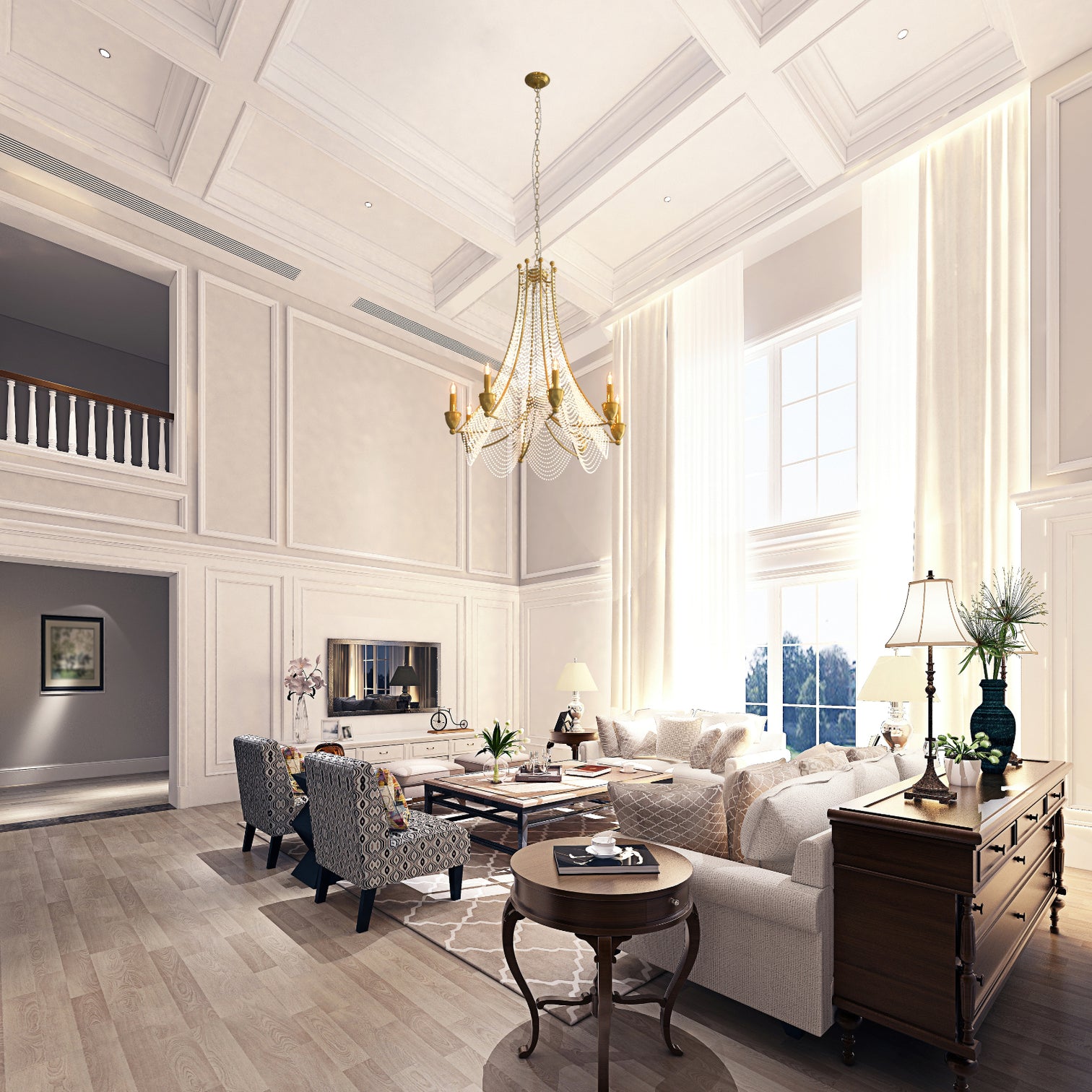 CAIRO Provincial Style 8-Lights Crystal Chandelier High Ceiling Aged Brass - 7Pandas Australia