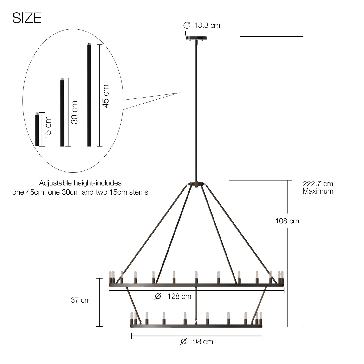 ALVA 42-Light Antique 2-Layer Bronze E14 Circular wagon wheel Farmhouse Chandelier - 7Pandas Australia