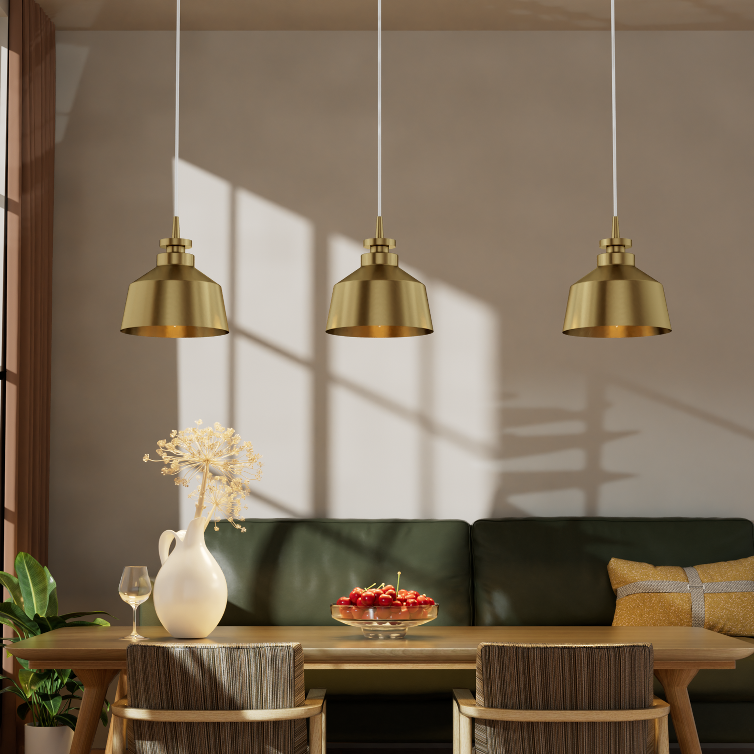SIMON Contemporary Aged Brass Pendant Light for Kitchen Dining Room E27 - 7Pandas Australia
