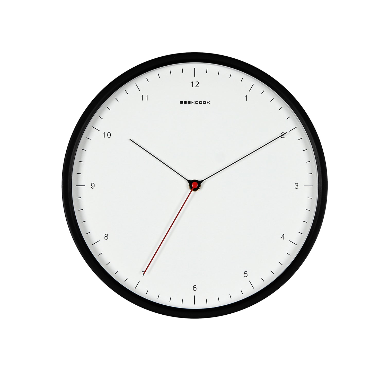 COZY Quartz Wall Clock 12 Inch 300mm Black Metal Frame White Plate Red Second Hand - 7Pandas Australia
