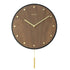 GUNI Quartz  Wall Clock 12 Inch 300mm Black Metal Frame Wood MDF Plate Brass Indicator