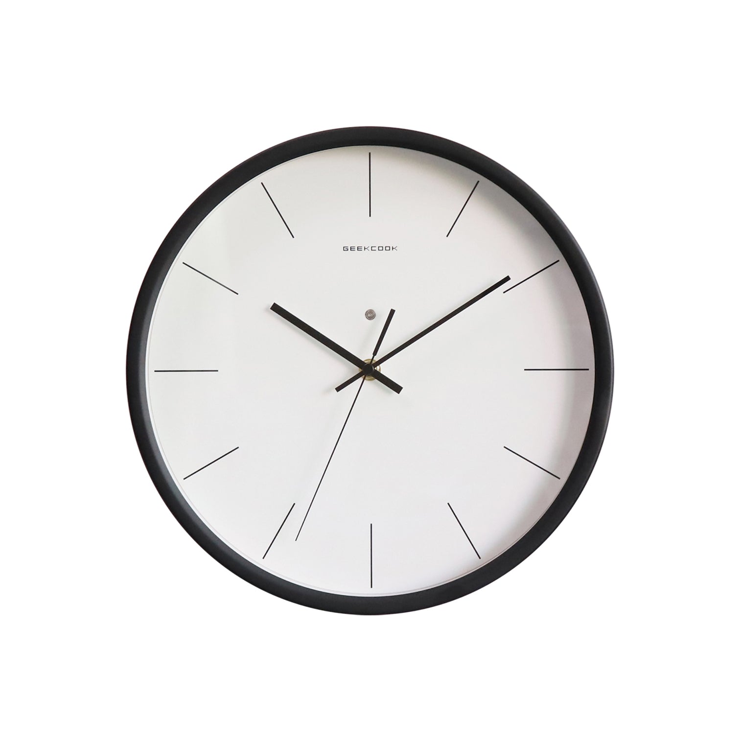 MOONI Quartz Wall Clock 12 Inch 300mm Black Metal Frame White Plate Short Line Indicator - 7Pandas Australia