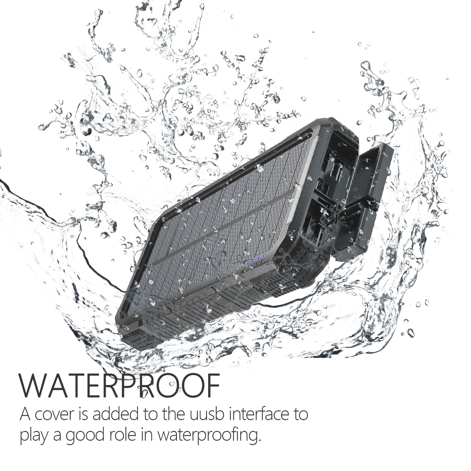 Outdoor Waterproof Power Bank 20000mAh With Solar Panel USB Charging Port LED Torch SOS Function - 7Pandas Australia