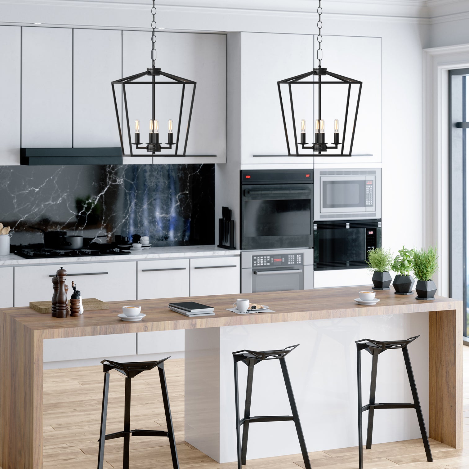 NEPOLI 4-Lights Farmhouse Pendant Light Industrial Style Adjustable Hanging Light Fixtures - 7Pandas Australia