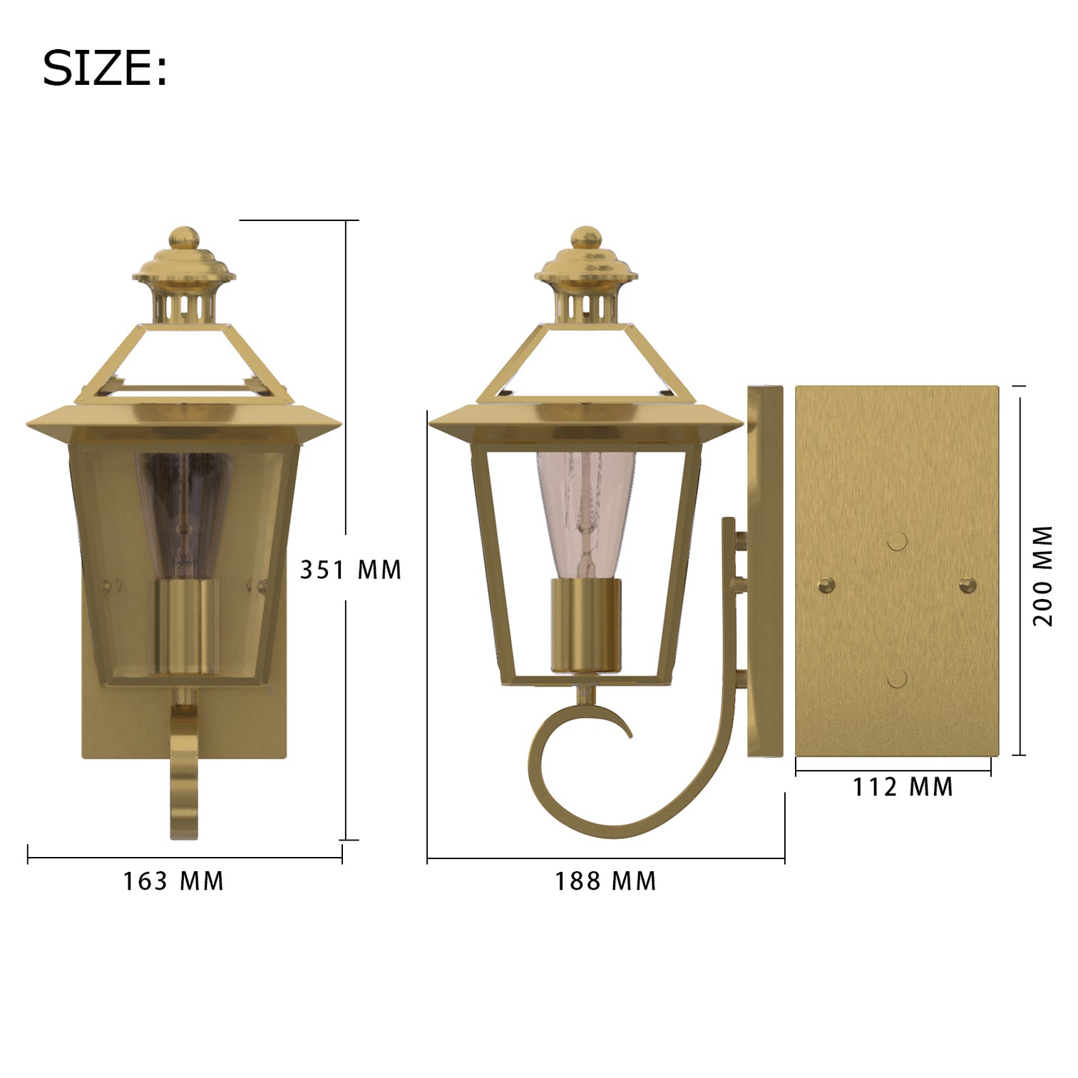 SUSAN Exterior Wall Light Solid Copper Wall Mounted Lantern Outdoor IP44 - 7Pandas Australia