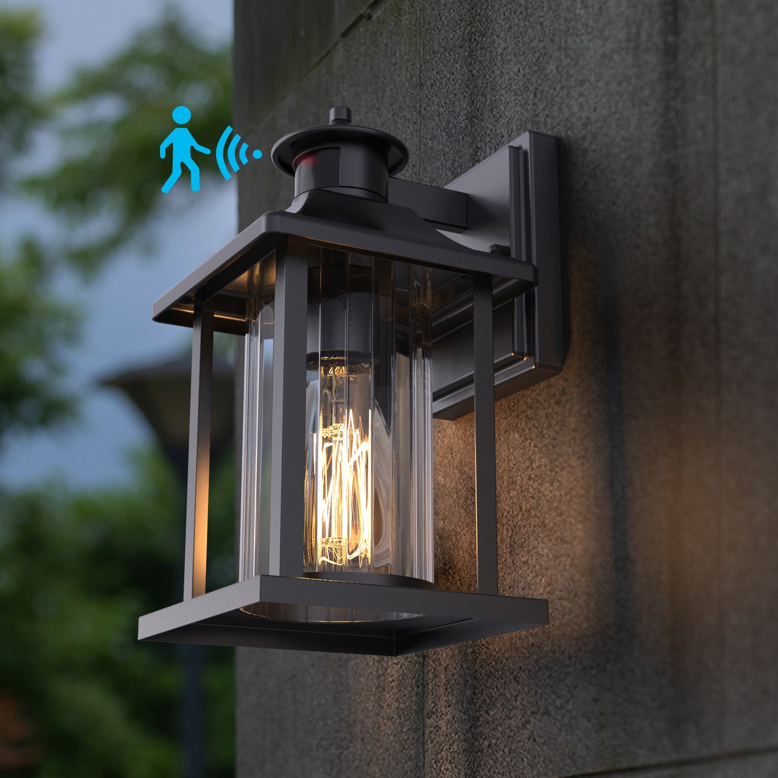JULIA Motion Sensor Exterior Outdoor Lights Wall Mount Dusk to Dawn IP44 Weather proof Matt Black - 7Pandas Australia