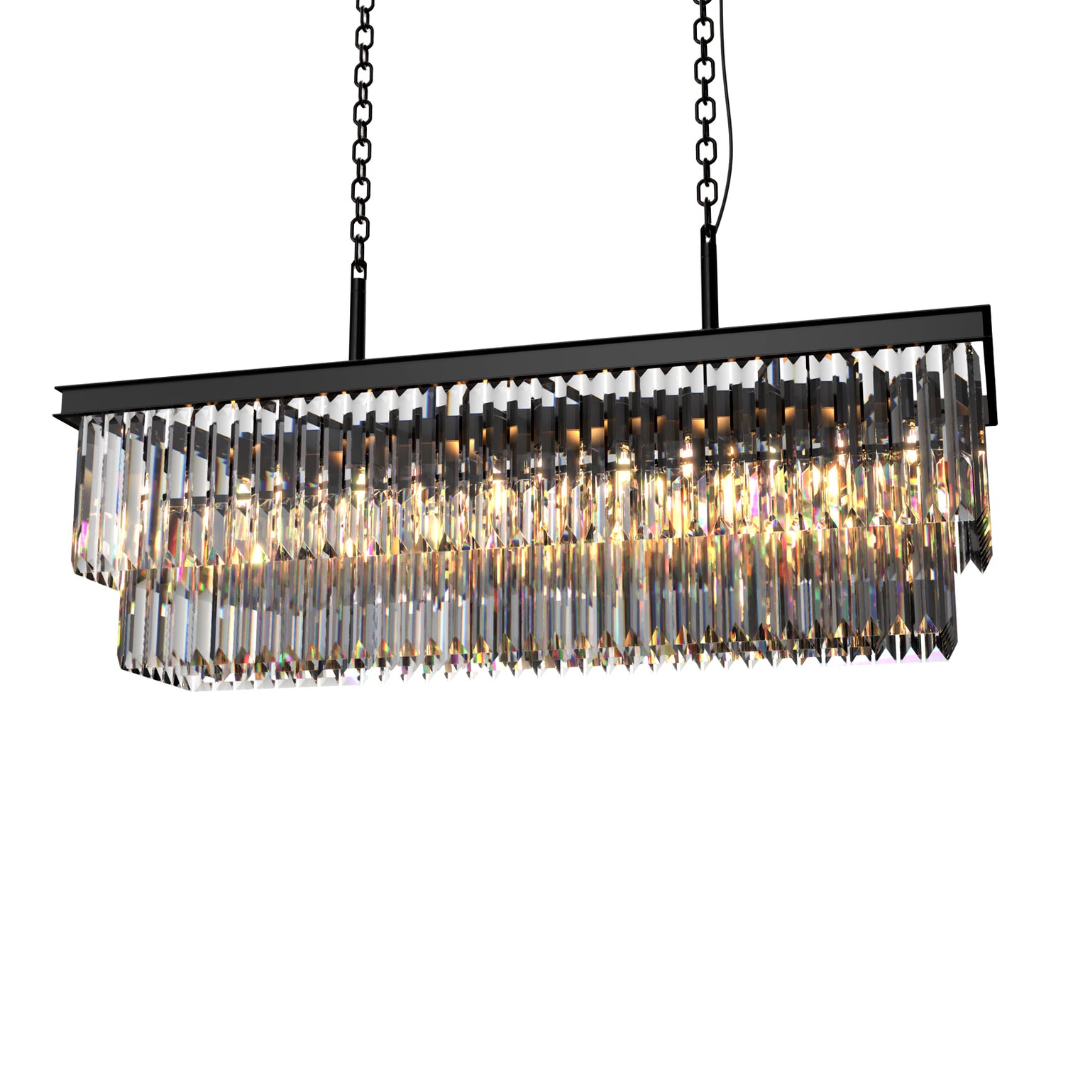 Terrance 16-Lights Rectangle Modern Smoky Crystal Chandelier Kitchen Dining E14 Lamp Base - 7Pandas Australia