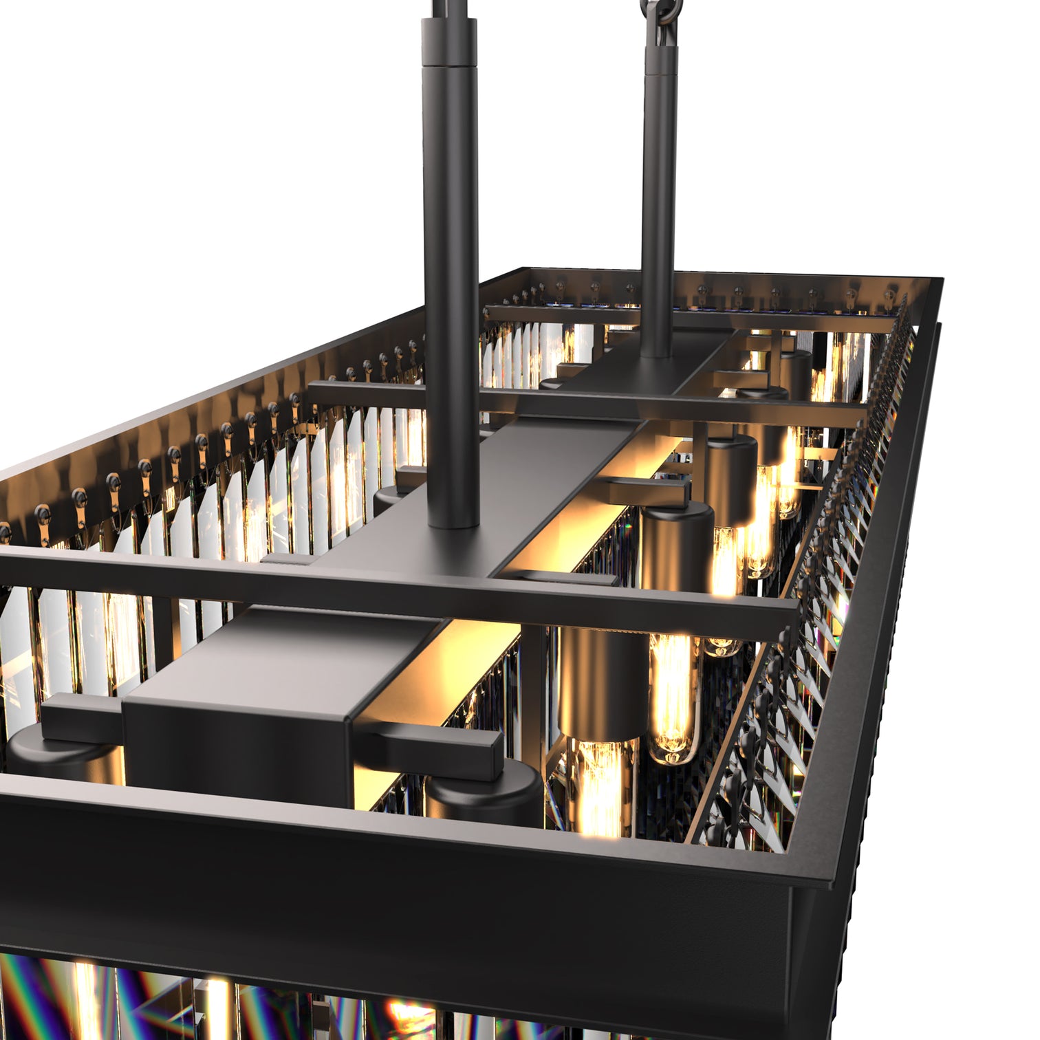 Terrance 16-Lights Rectangle Modern Smoky Crystal Chandelier Kitchen Dining E14 Lamp Base - 7Pandas Australia