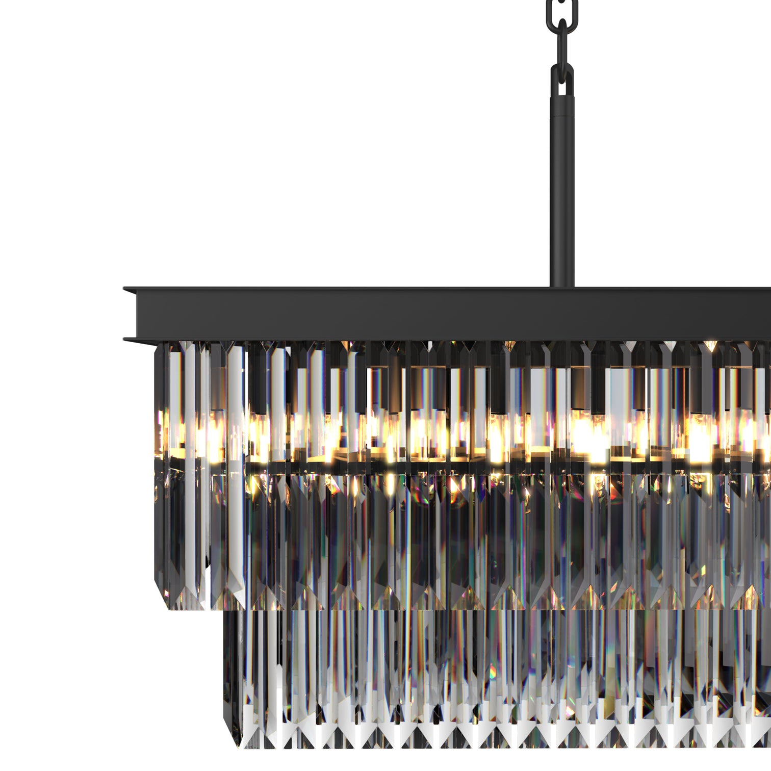 Terrance 16-Lights Rectangle Modern Smoky Crystal Chandelier Kitchen Dining E14 Lamp Base - 7Pandas Australia