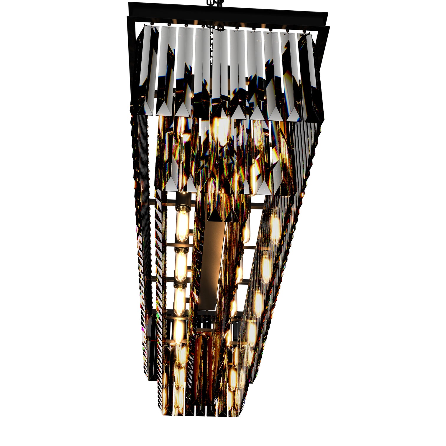 Terrance 16-Lights Rectangle Modern Smoky Crystal Chandelier Kitchen Dining E14 Lamp Base - 7Pandas Australia