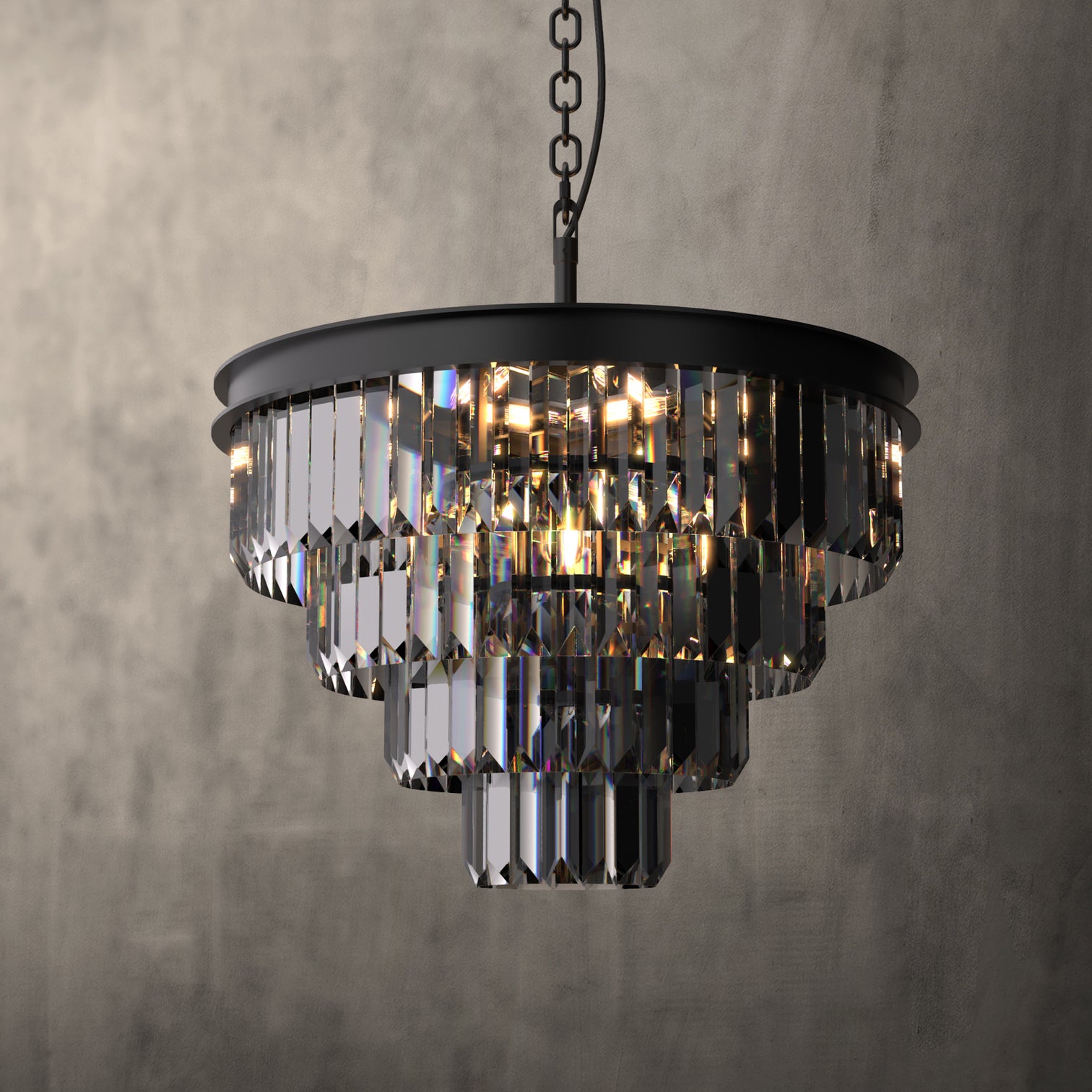 Terrance Round Modern Style Smoky Crystal Chandelier E14 Lamp Base - 7Pandas Australia