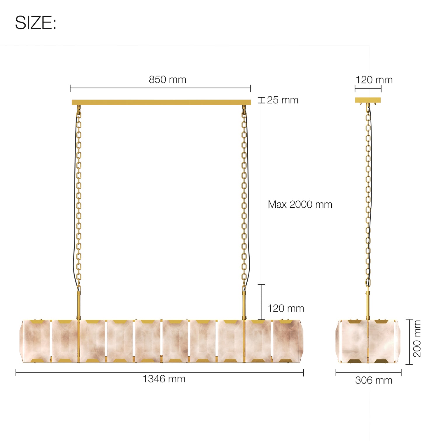 ALLYSON 18-Lights 1350mm Length Rectangle Alabaster Chandeliers Dining Room - 7Pandas Australia