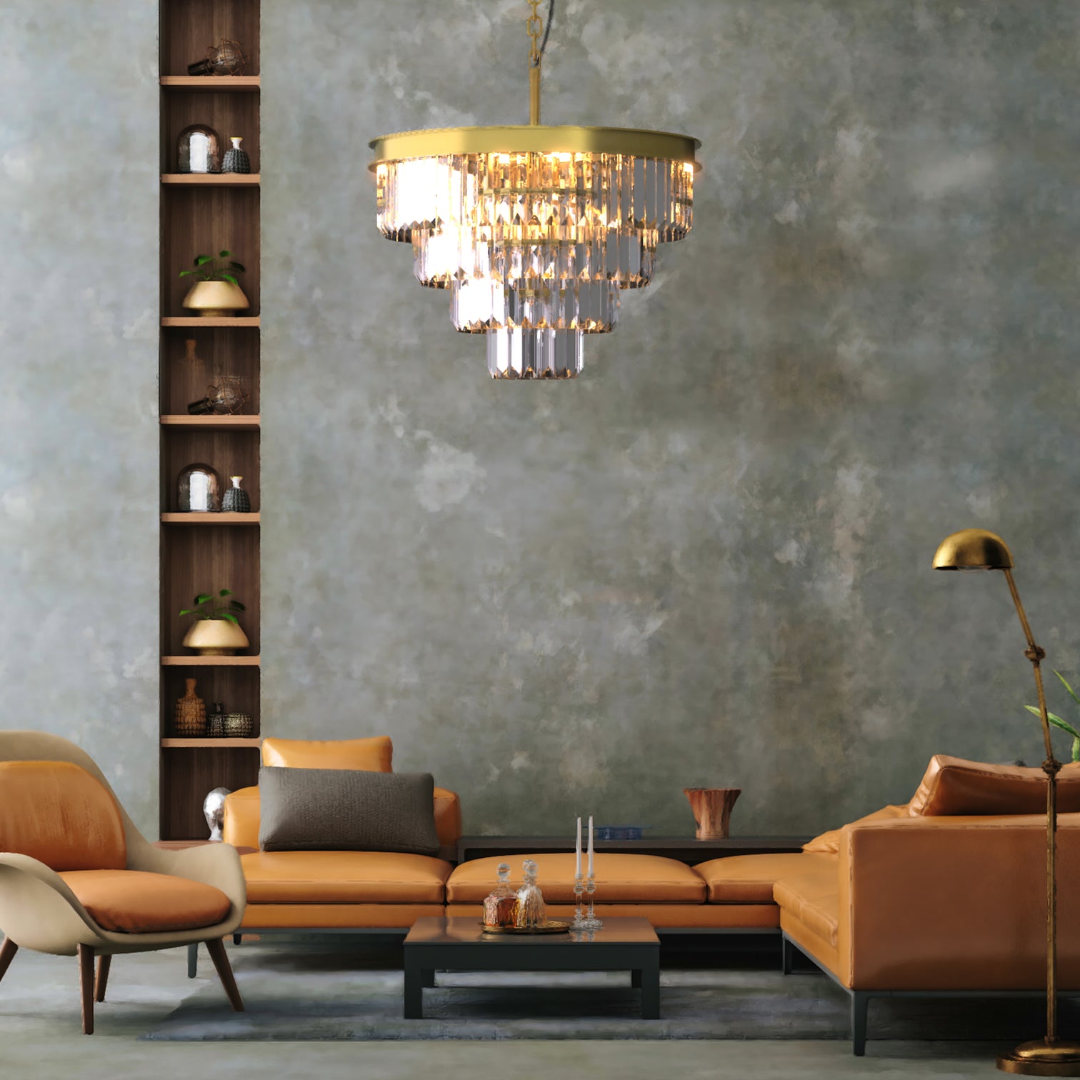 Teras K9 Modern Crystal Chandelier Round Light Fixture Dining Room Living Room E14 base - 7Pandas Australia